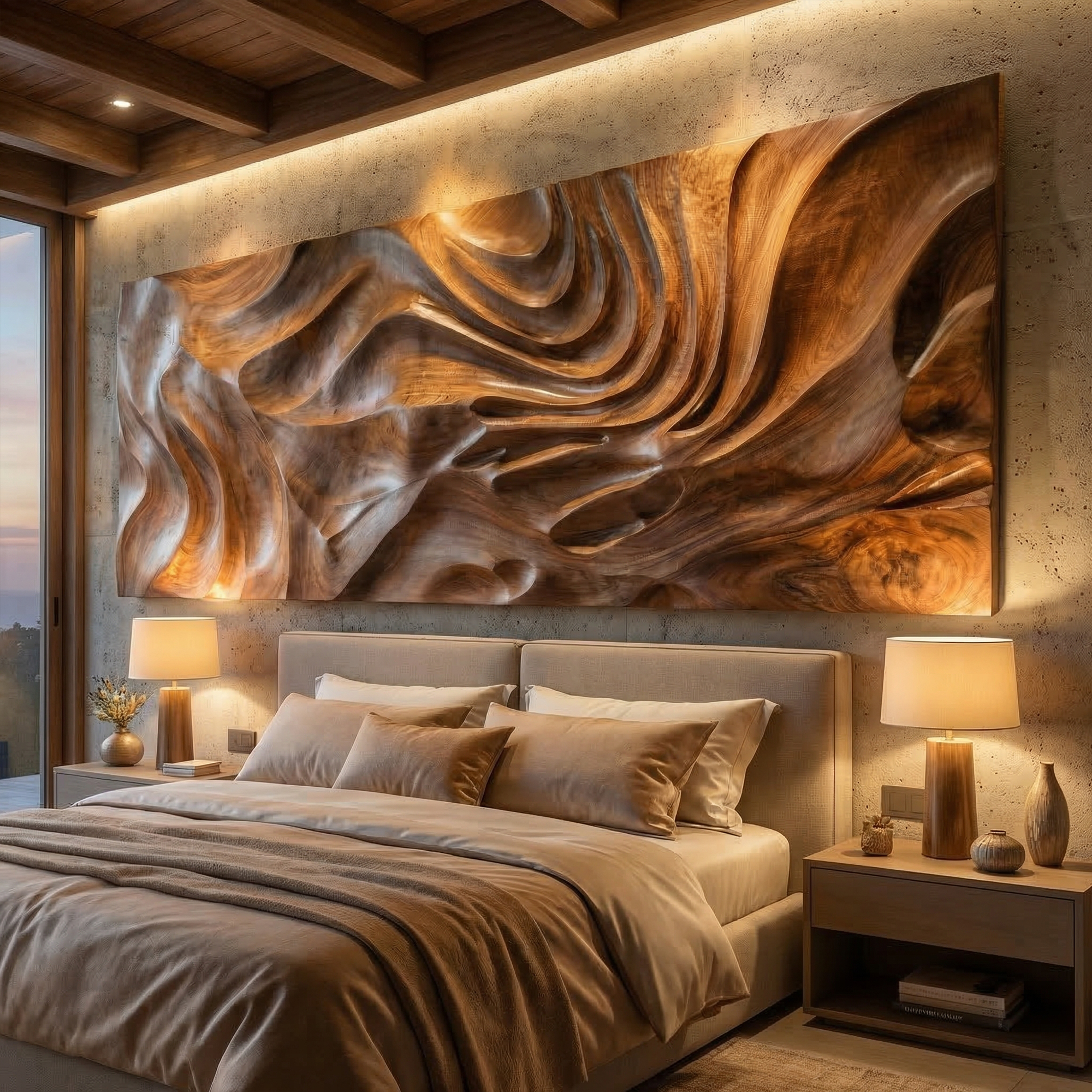 Modern Sculptural Abstract Wood Wall Art Living Room Wall Decor SINLKIWD041