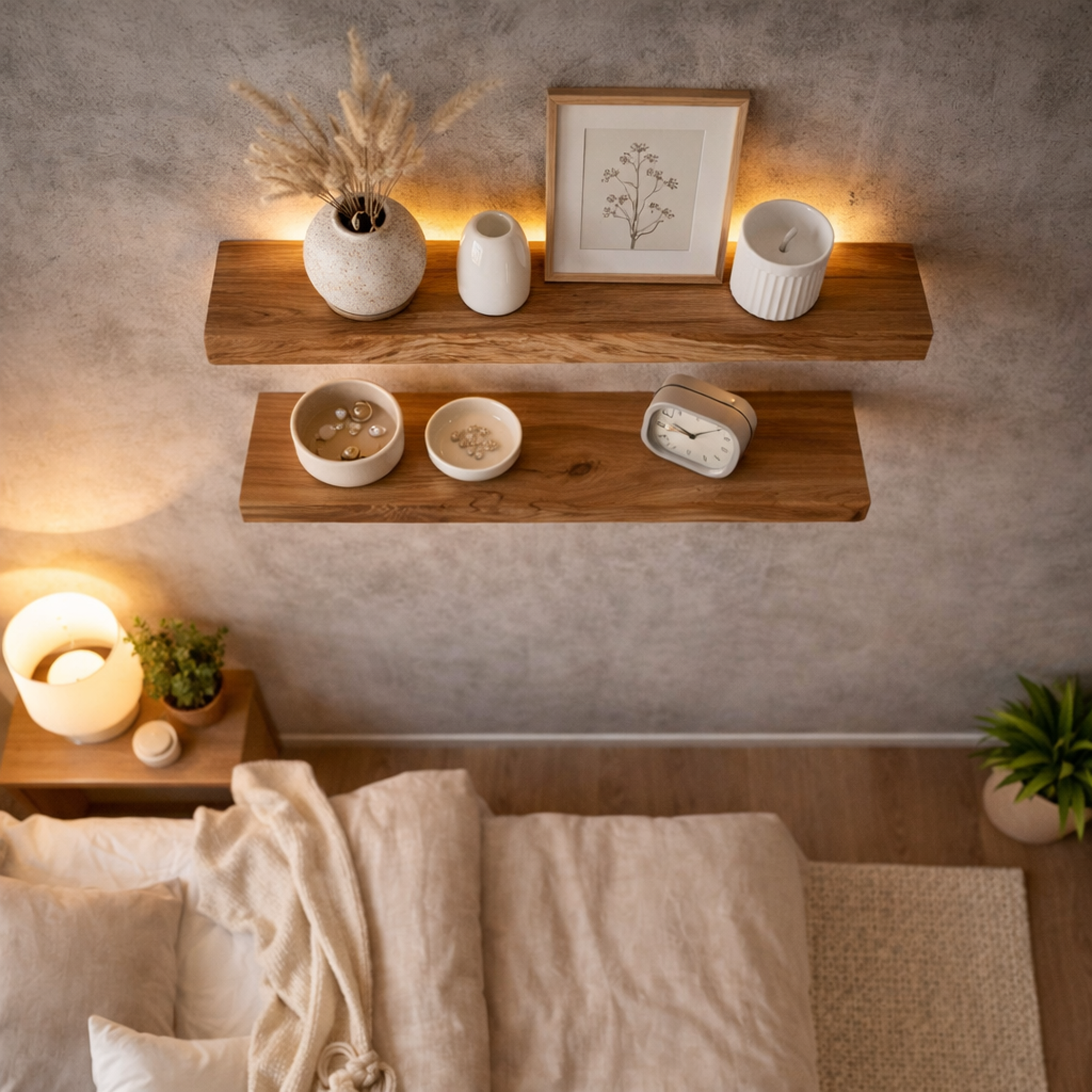 Rustic Chunky Wood Floating Wall Shelves Natural Edge Display SINLKIFL489