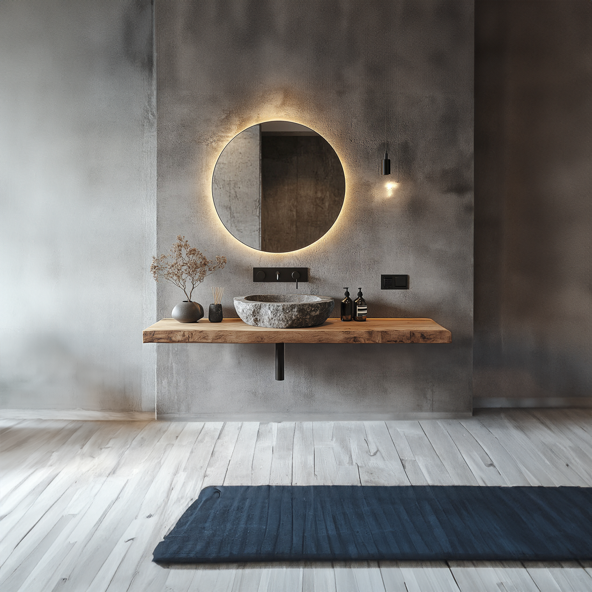 Rustic Floating Vanity Bathroom Washroom Space SINLKIBRV188