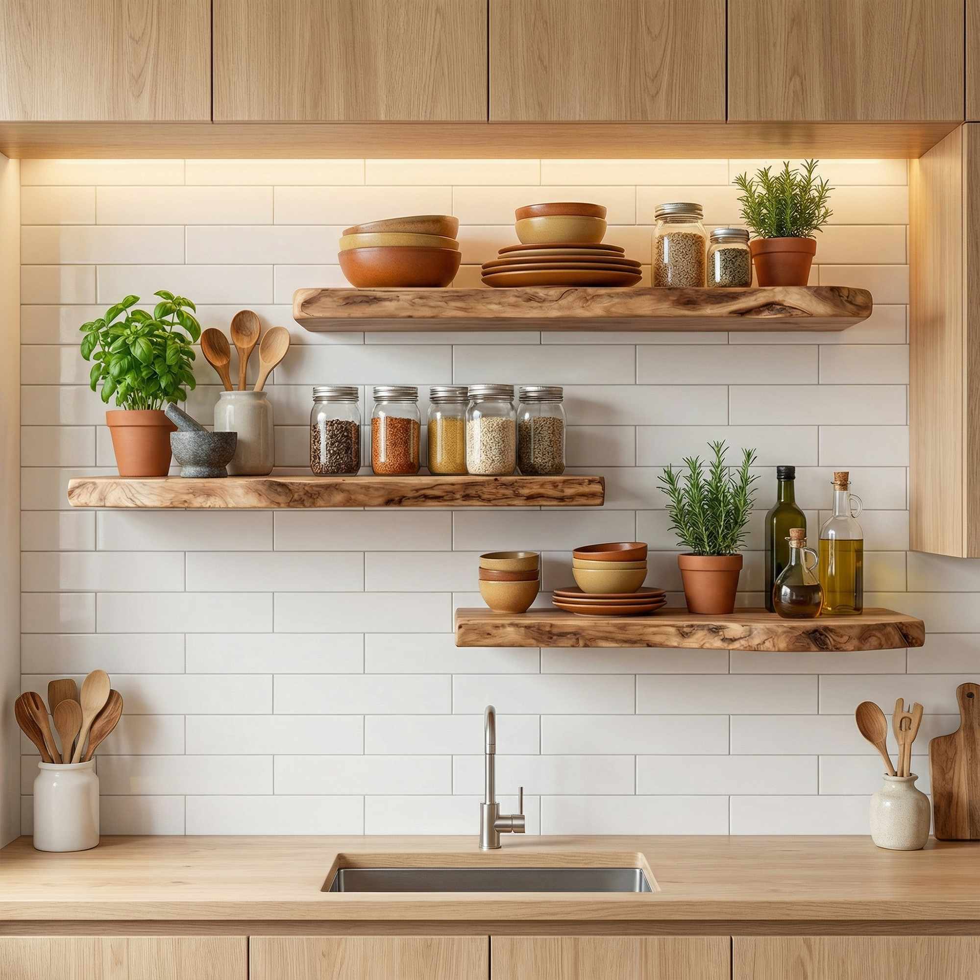 Rustic Fireplace Wall Shelves Solid Wood Organic Display SINLKIFL495