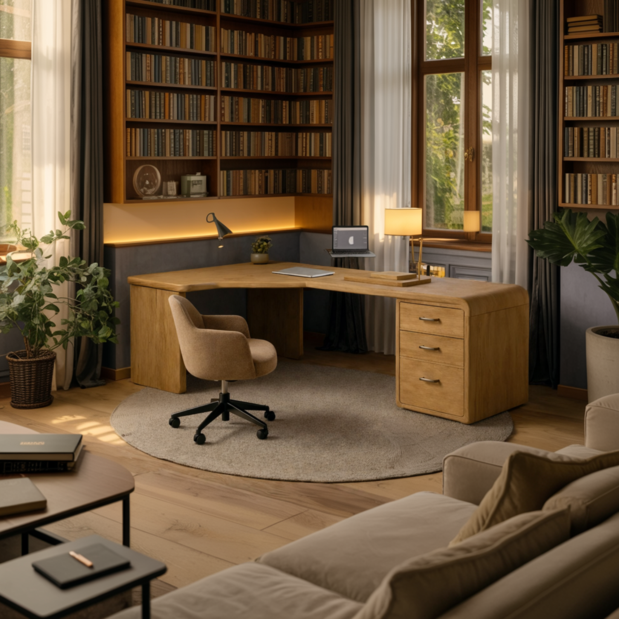 Modern L Shape Wooden Desk Home Office Corner Workstation Study Table SINLKIDK083