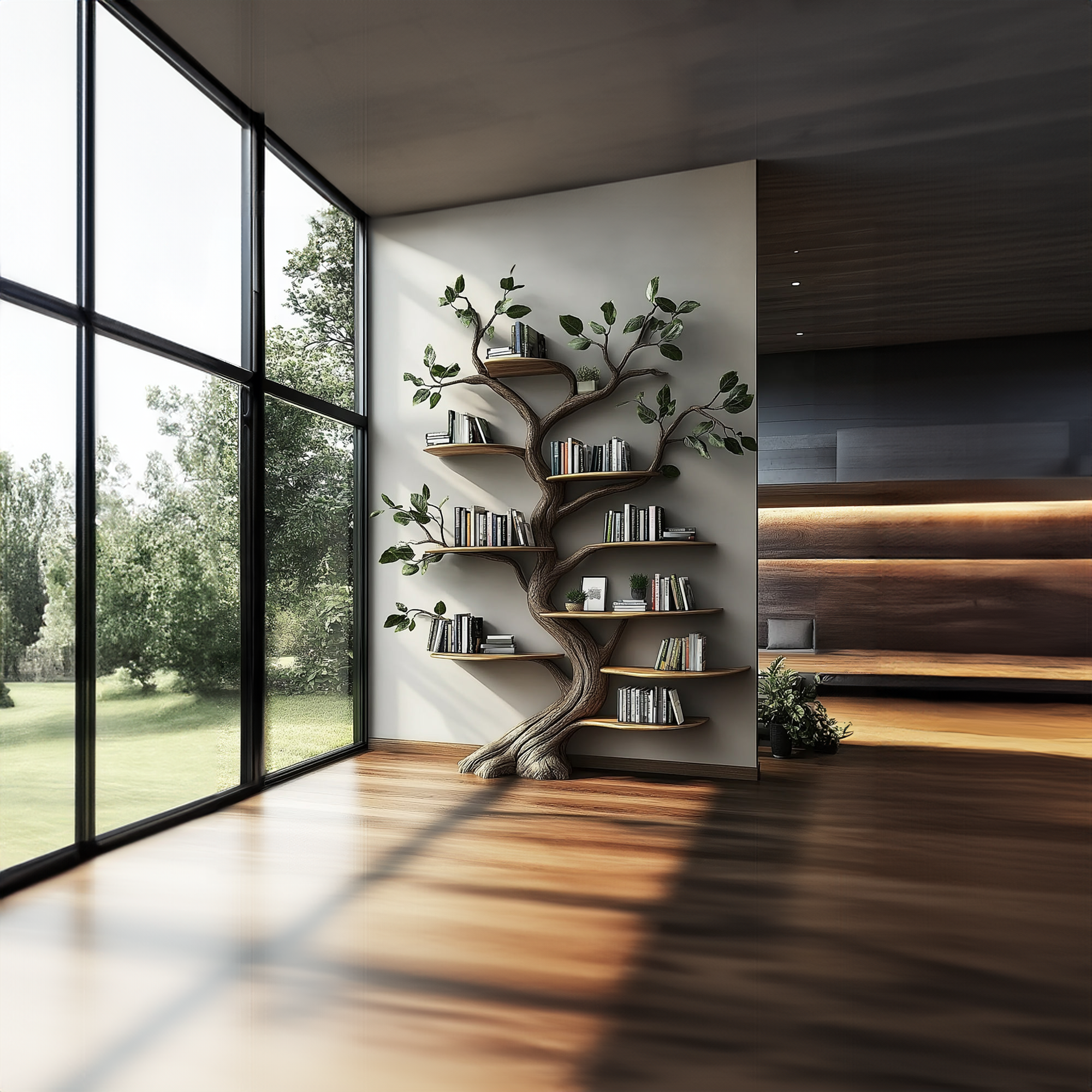 Rustic Tree Inspired Bookshelf Living Room Library Reading Corner SINLKITB481