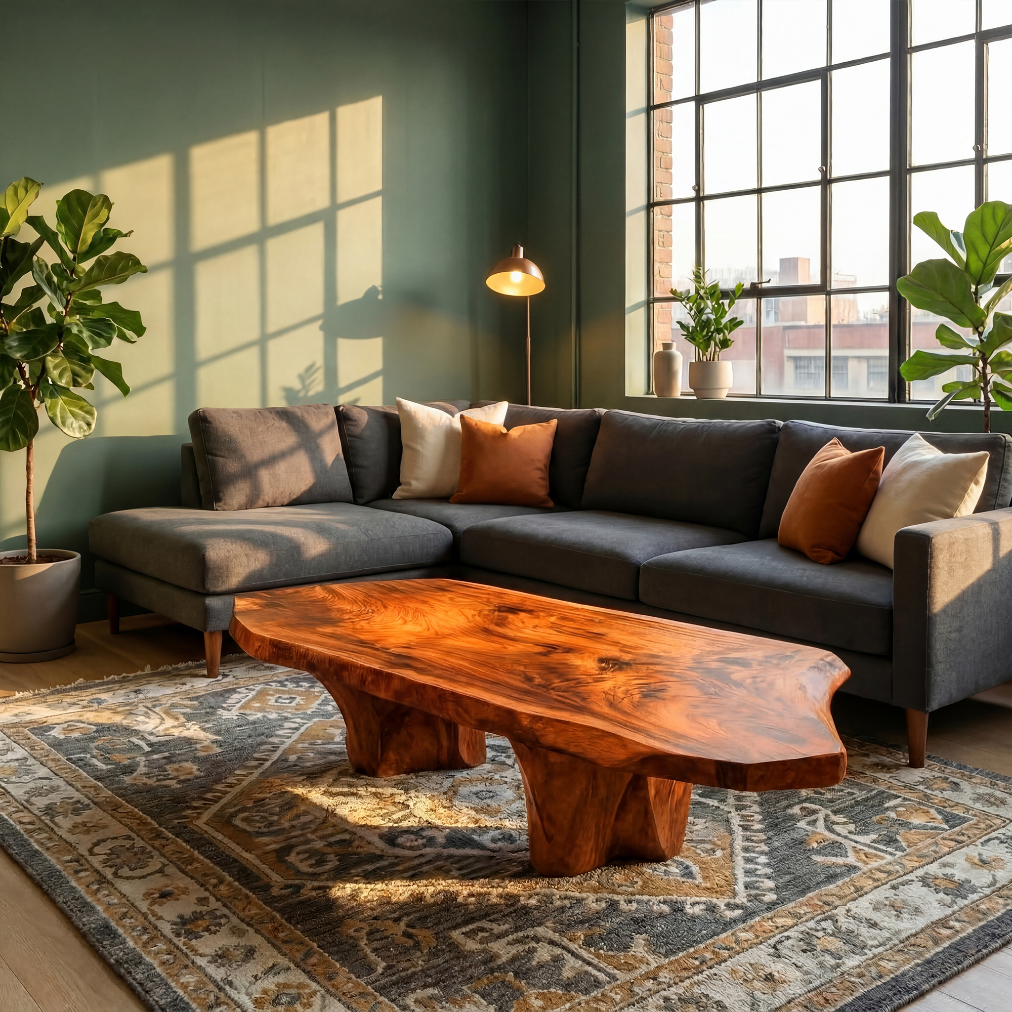 Rustic Sculptural Coffee Table For Living Room And Bedroom SINLKICF339