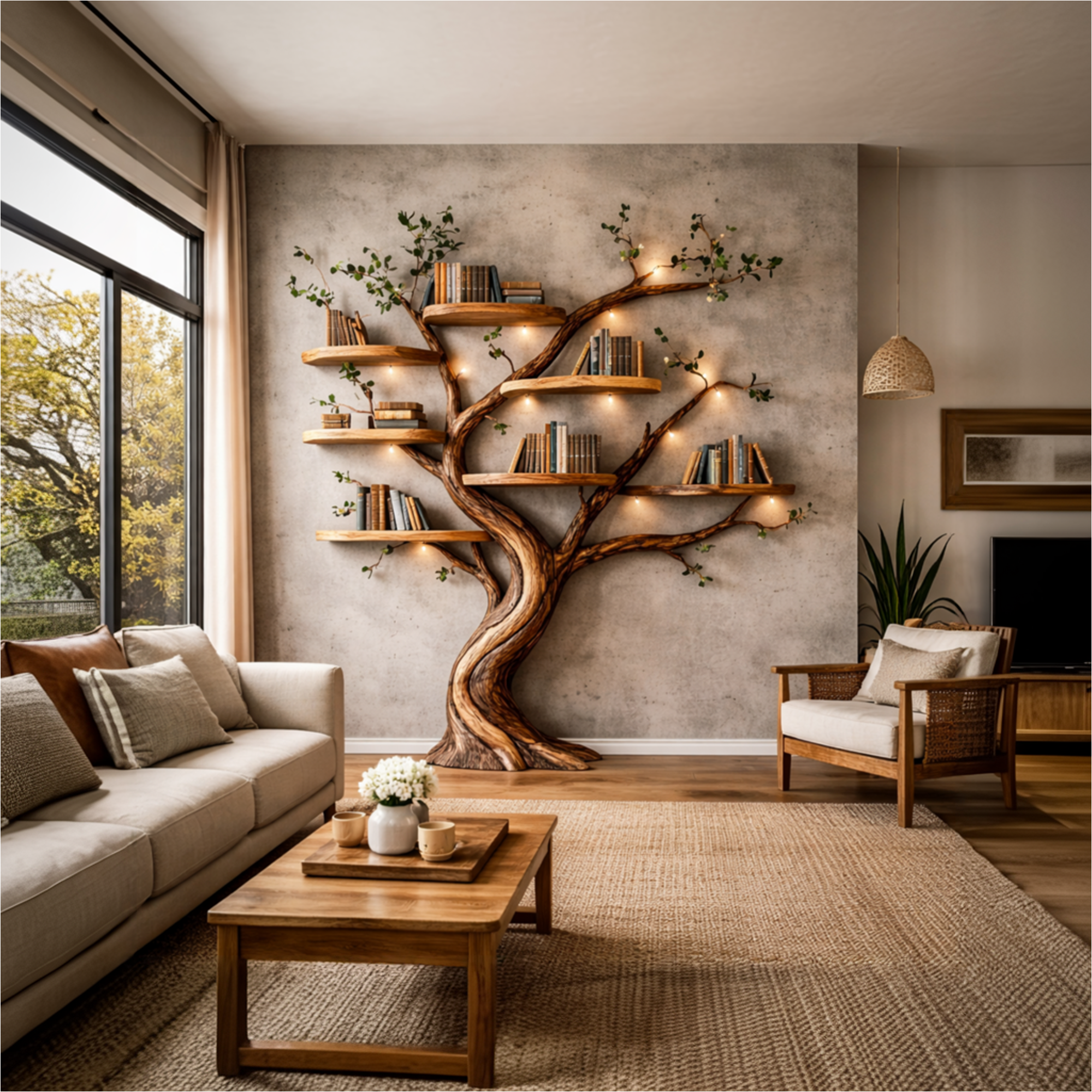 Organic Tree Bookshelf Living Room Interior Sculptural Wall Display SINLKITB664