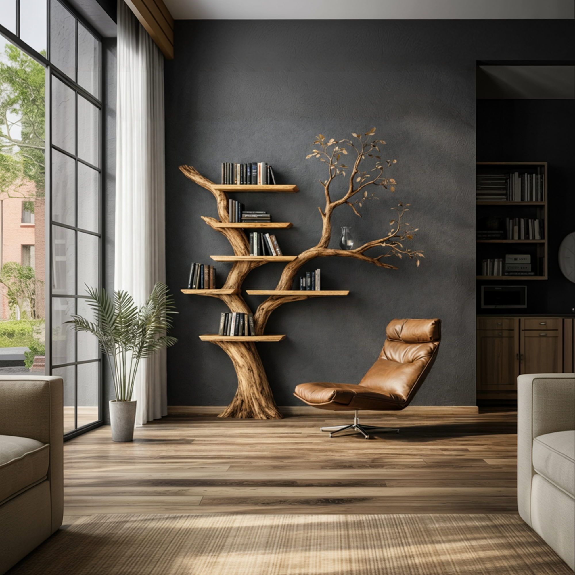 Handcrafted Tree Bookshelf Living Room Interior Statement Wall Feature SINLKITB666