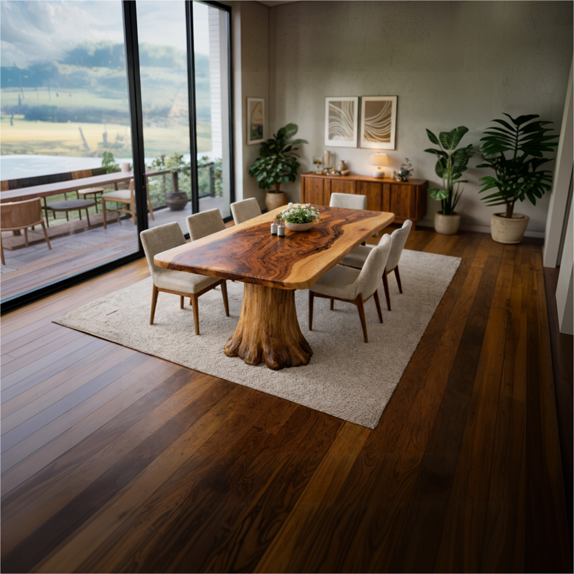 Rustic Sculptural Dining Table For Dining Room Or Family Space SINLKIDT157