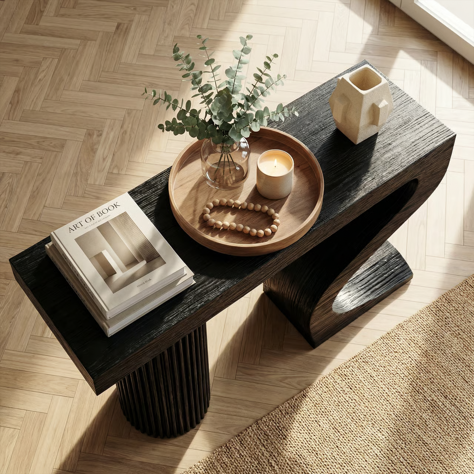 Modern Sculptural Console Table Entryway Living Room SINLKICS486