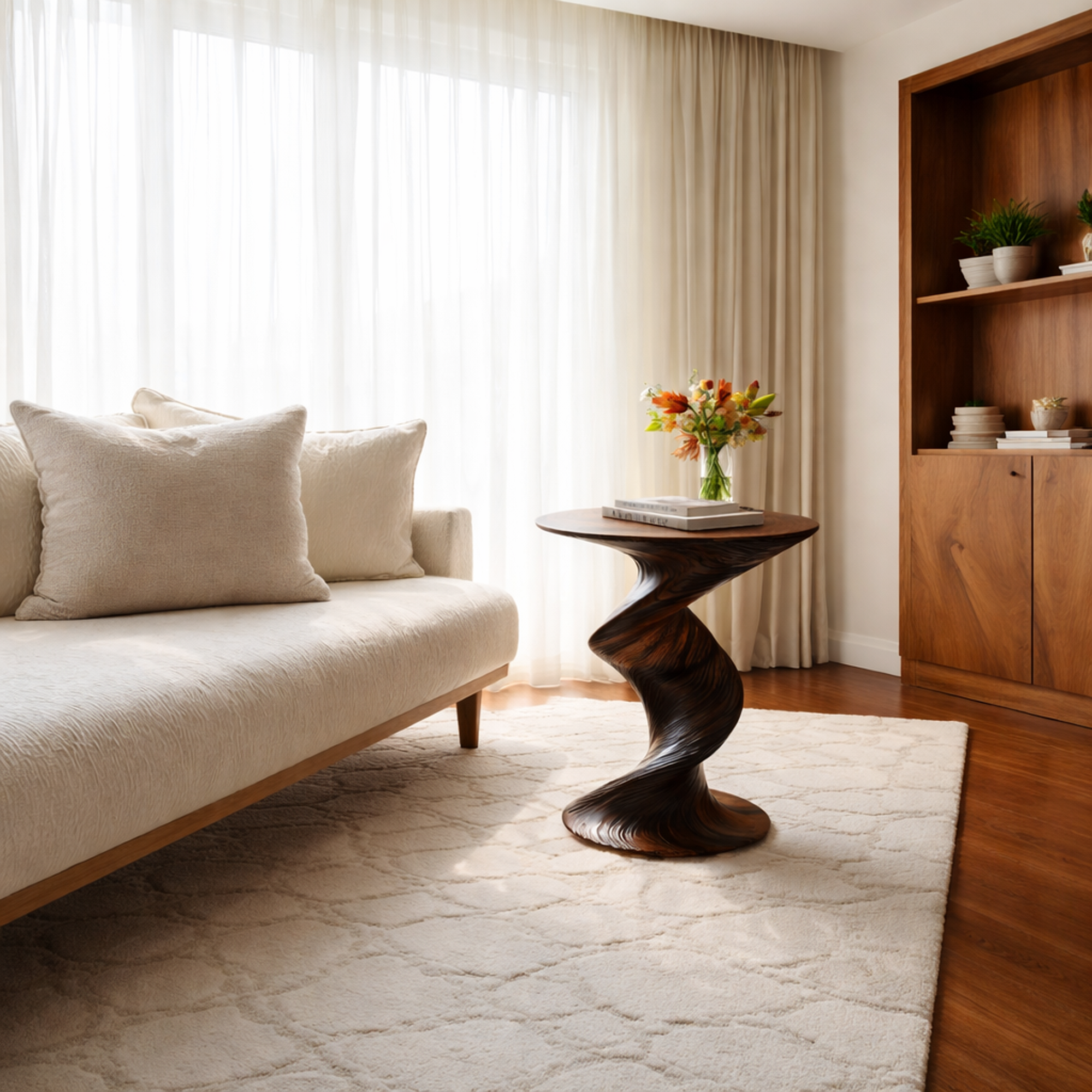 Mid Century Curved Nightstand For Bedroom And Small Space SINLKIBT236