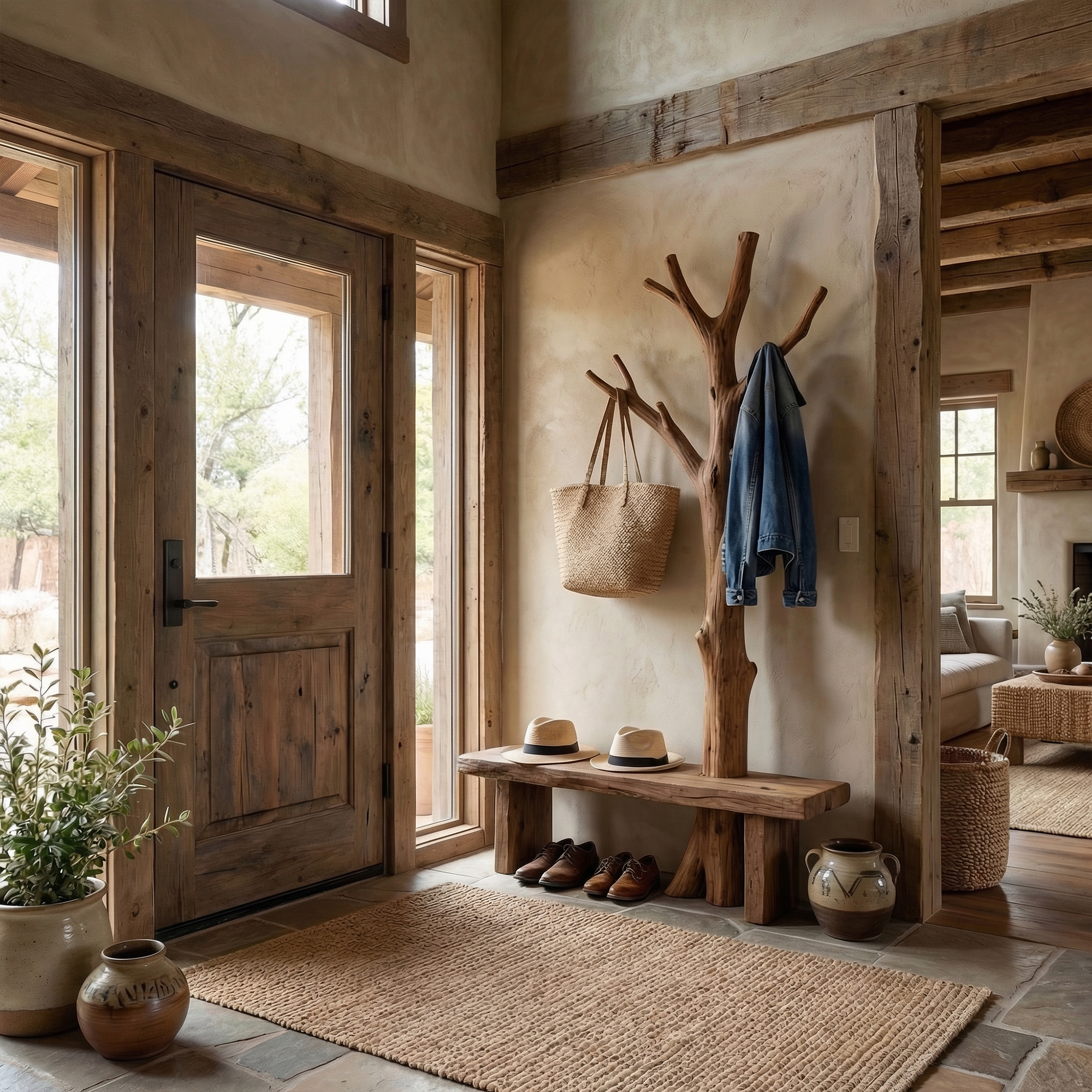 Rustic Tree Coat Rack Entryway And Hallway SINLKITCR106