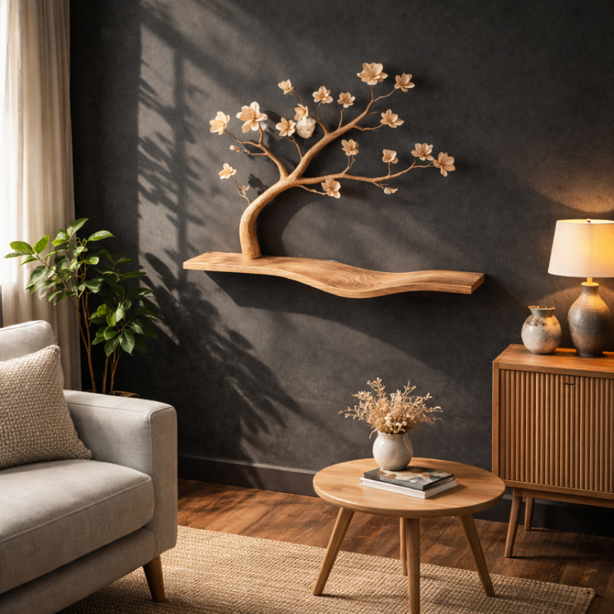 Rustic Artistic Tree Bookshelf Wall Decor For Study Room SINLKIFL256