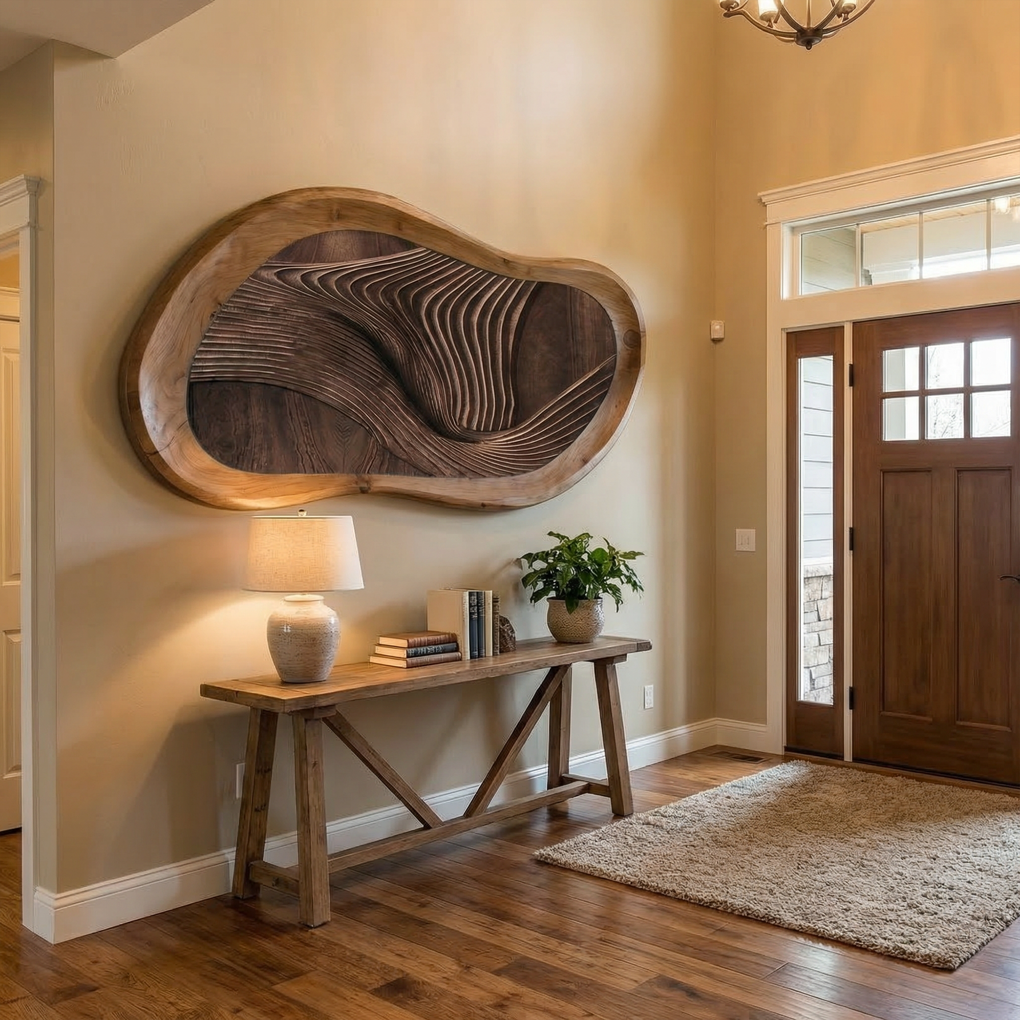 Midcentury Organic Wood Sculpture Wall Decor Living Room And Bedroom SINLKIWD048