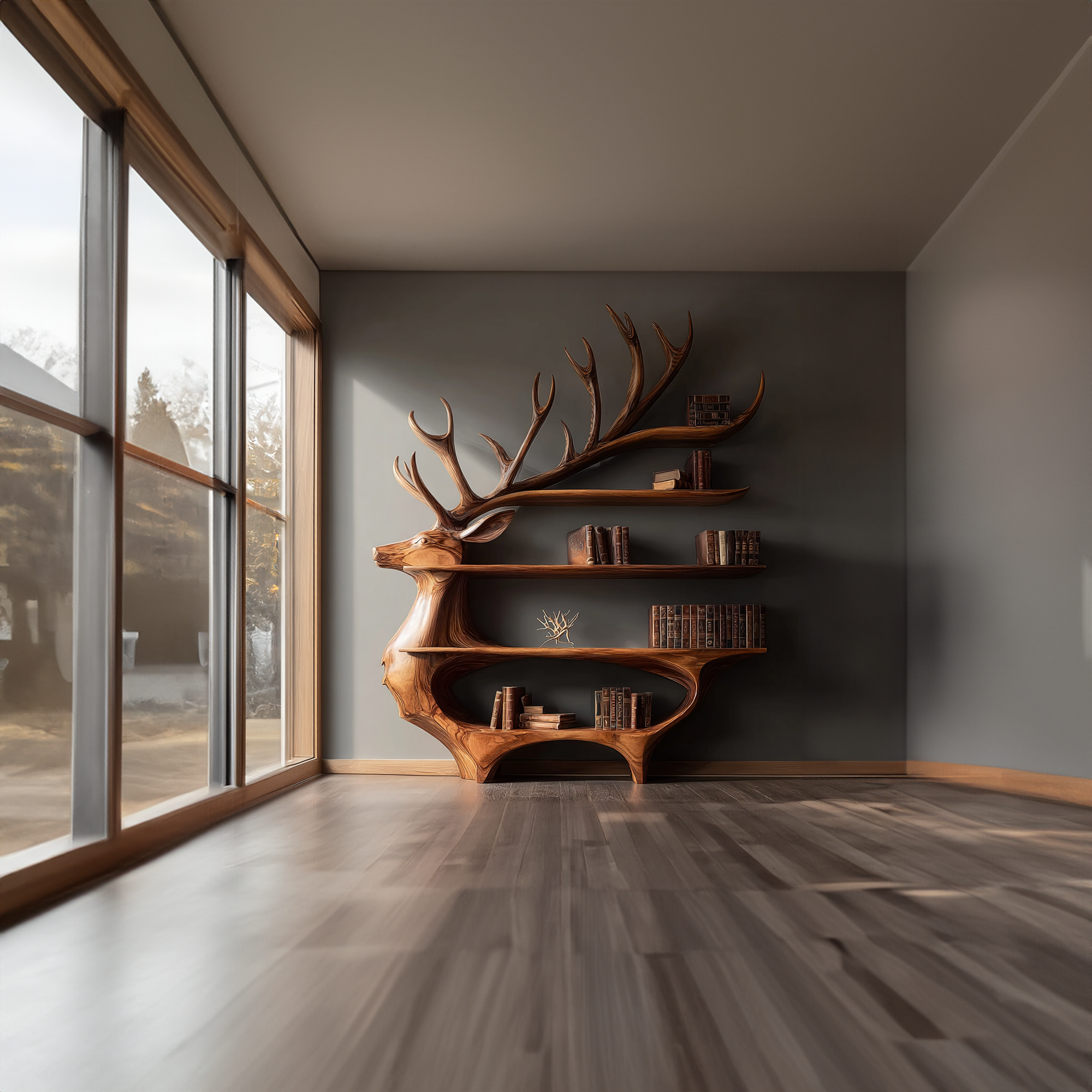 Rustic Deer Shaped Display Shelf Entryway Or Living Room SINLKISC100