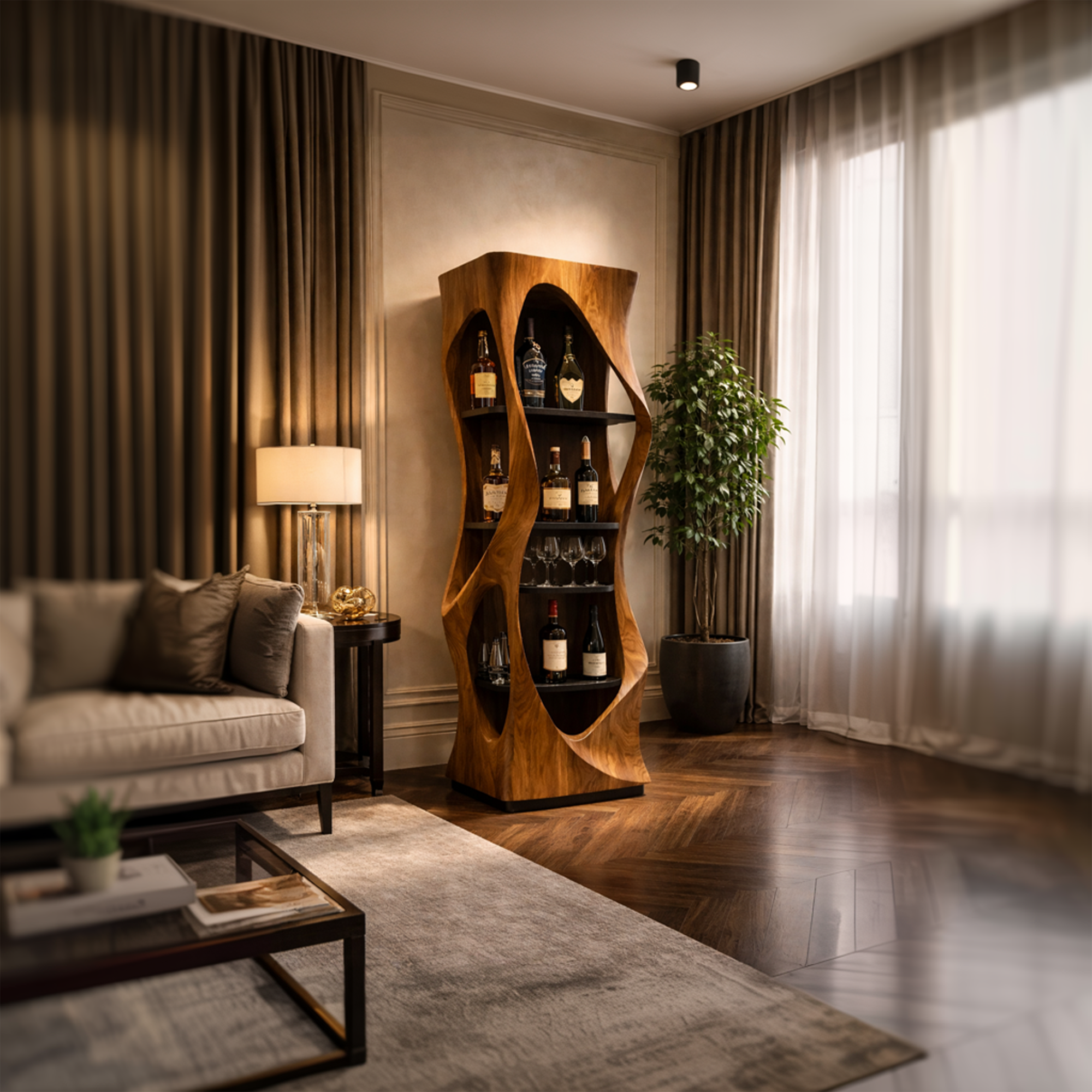 Organic Modern Bar Display Cabinet For Living Room And Lounge SINLKISC444