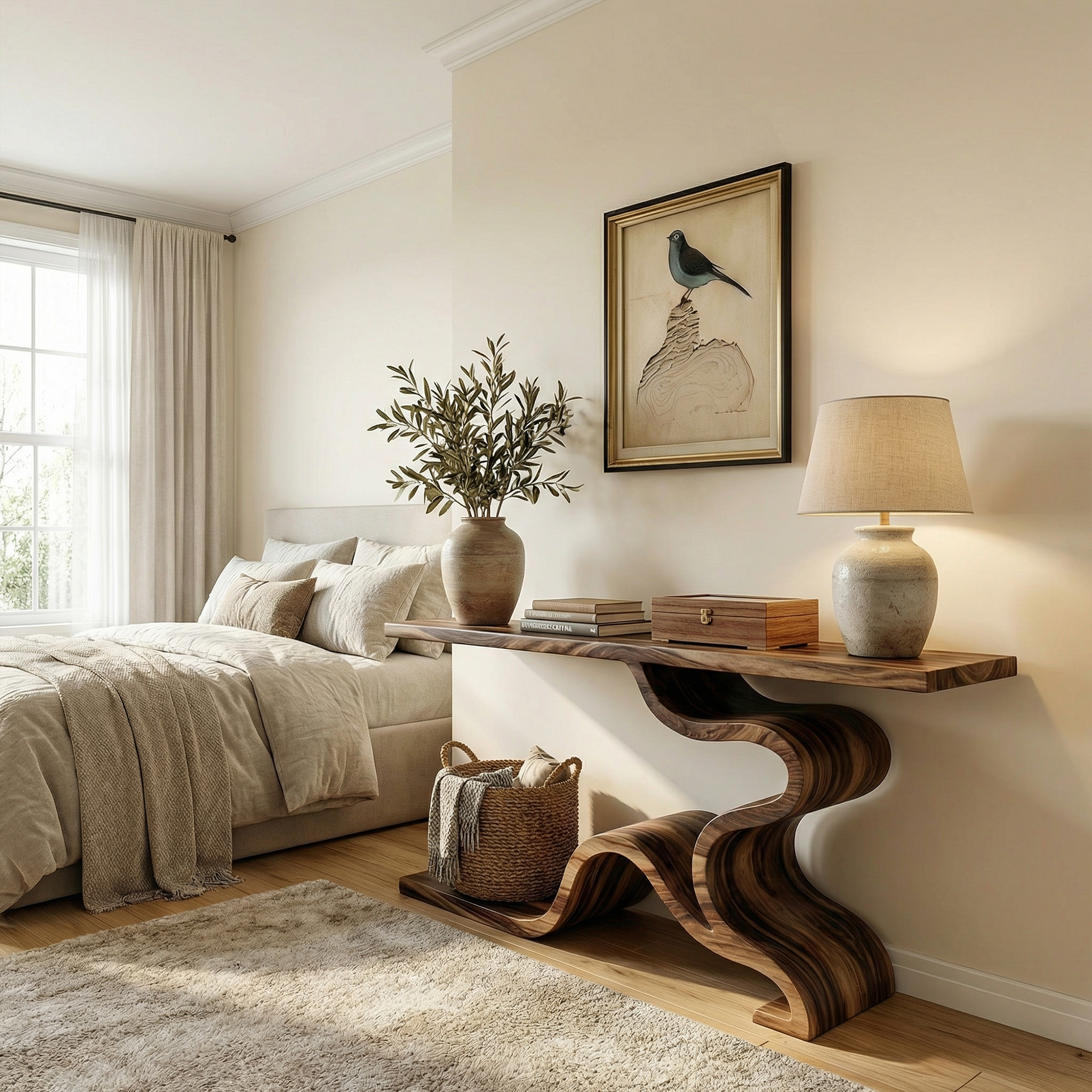 Sculptural S Curve Console Table Sofa Back Living Room SINLKICS495