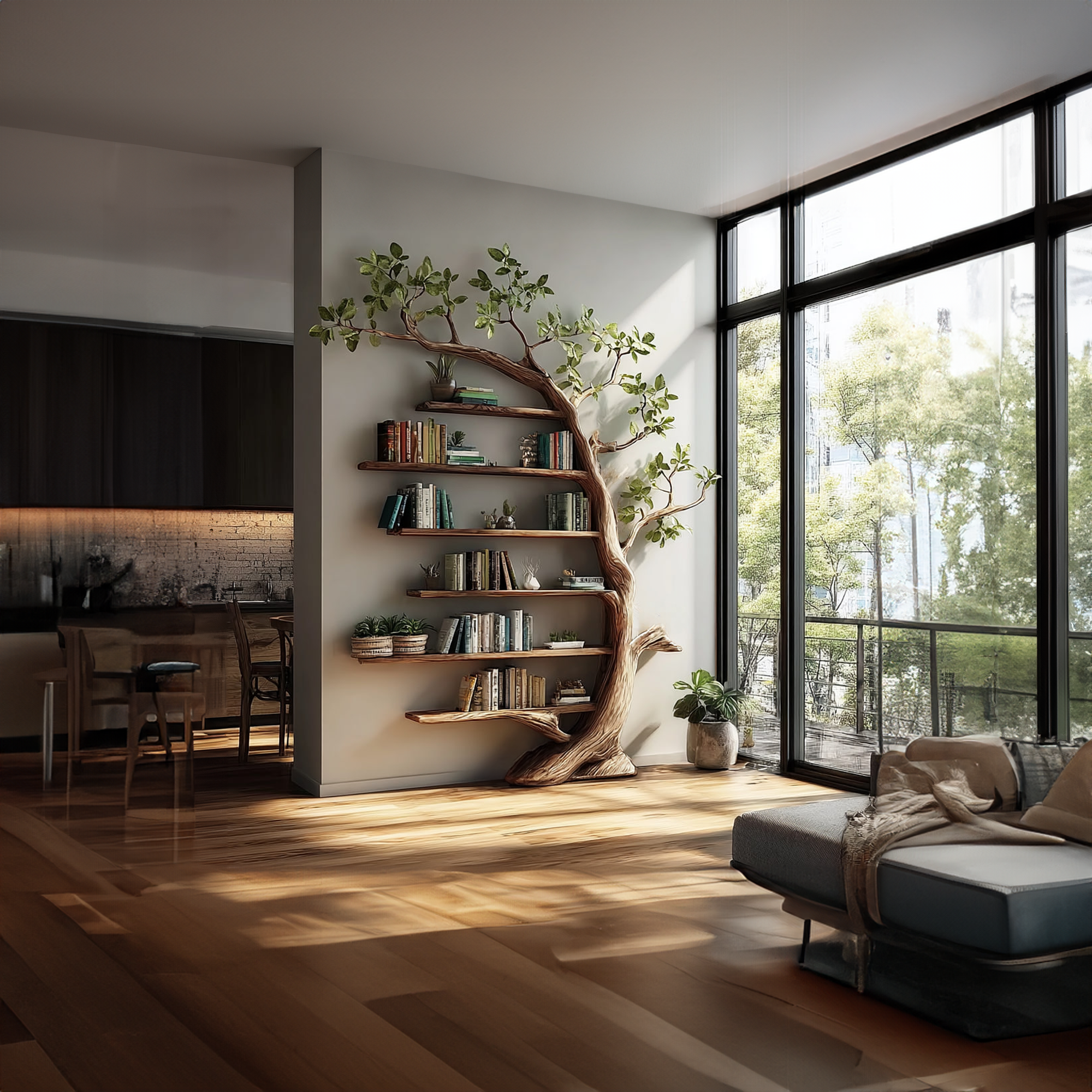 Rustic Tree Wall Unit Living Room Dining Room Artistic Decor SINLKITB480