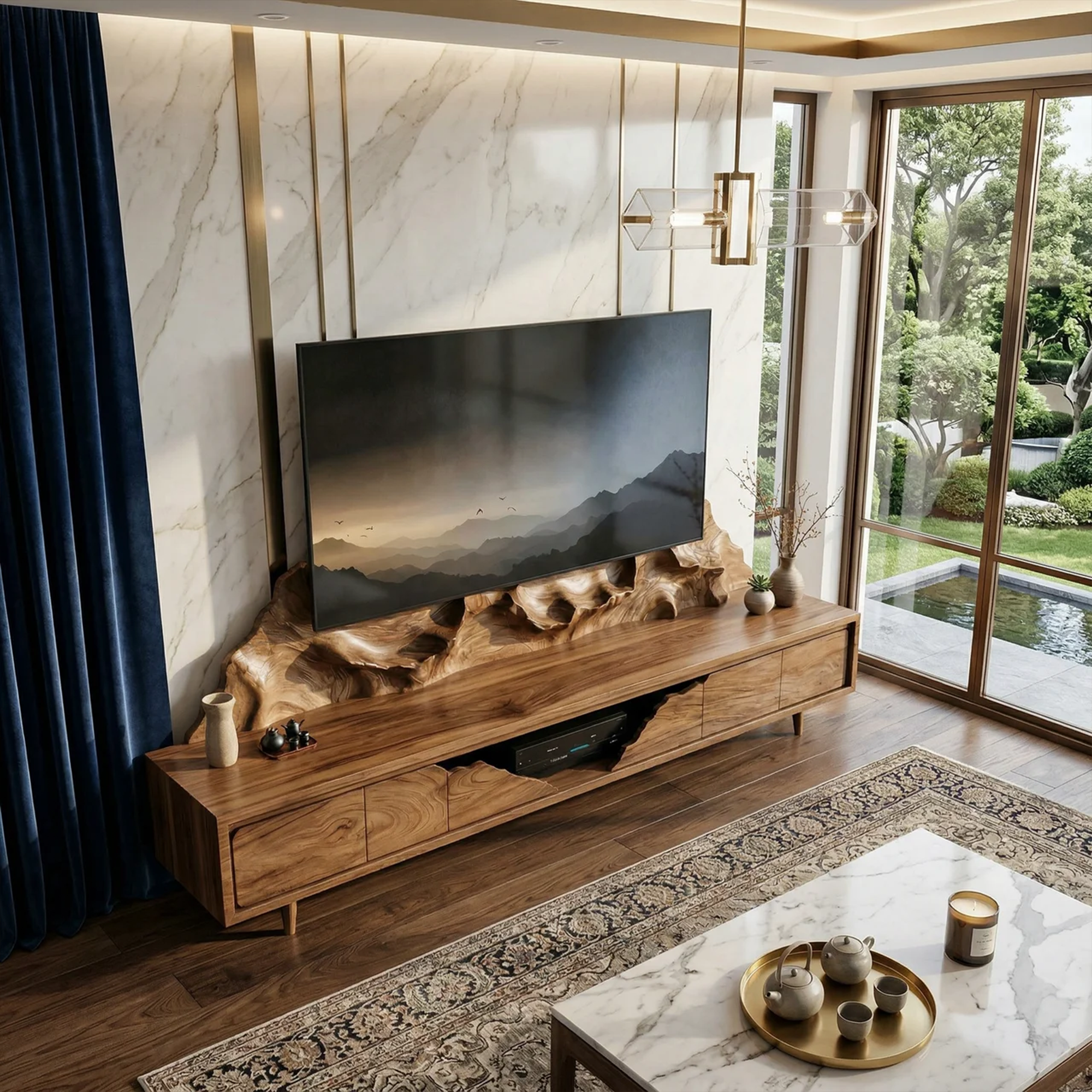 Modern Minimalist TV Cabinet Solid Wood Living Room SINLKISC494