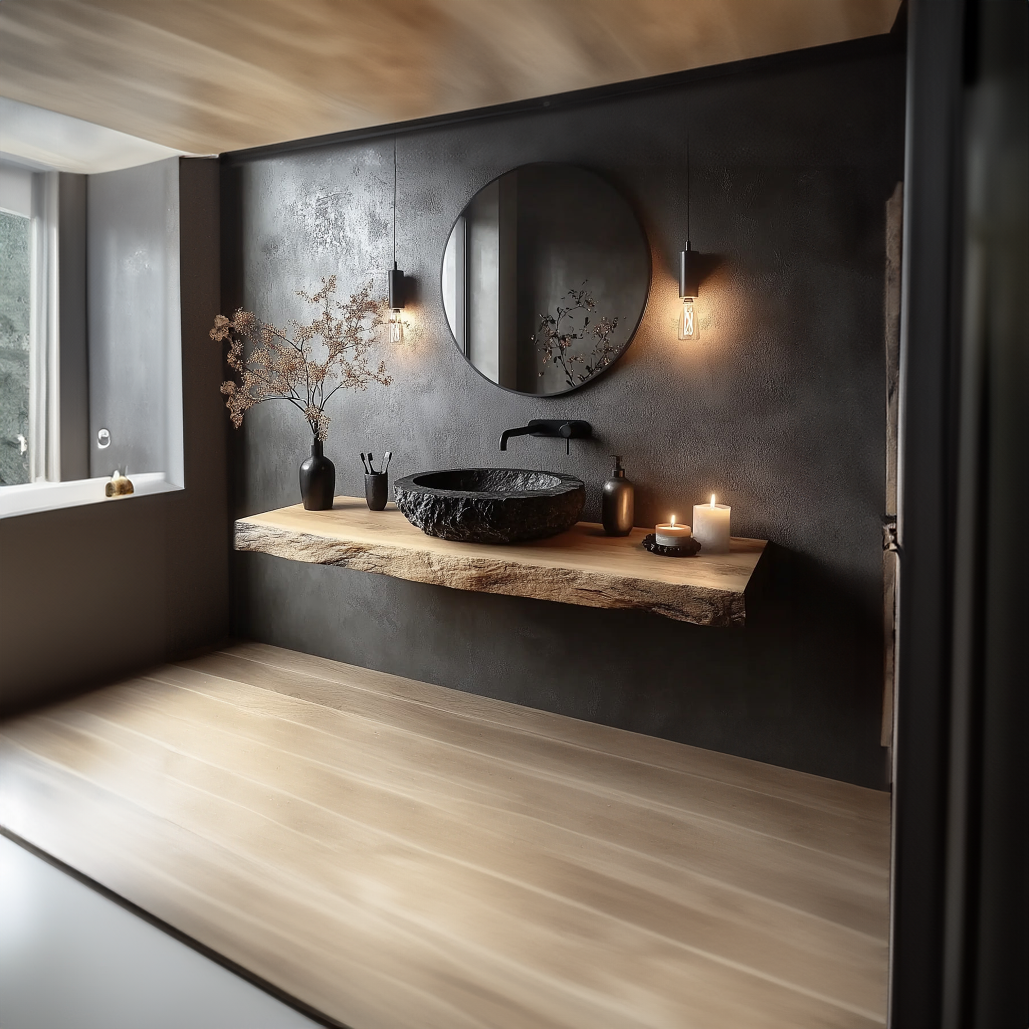 Rustic Wall Mounted Bathroom Vanity Powder Room SINLKIBRV191