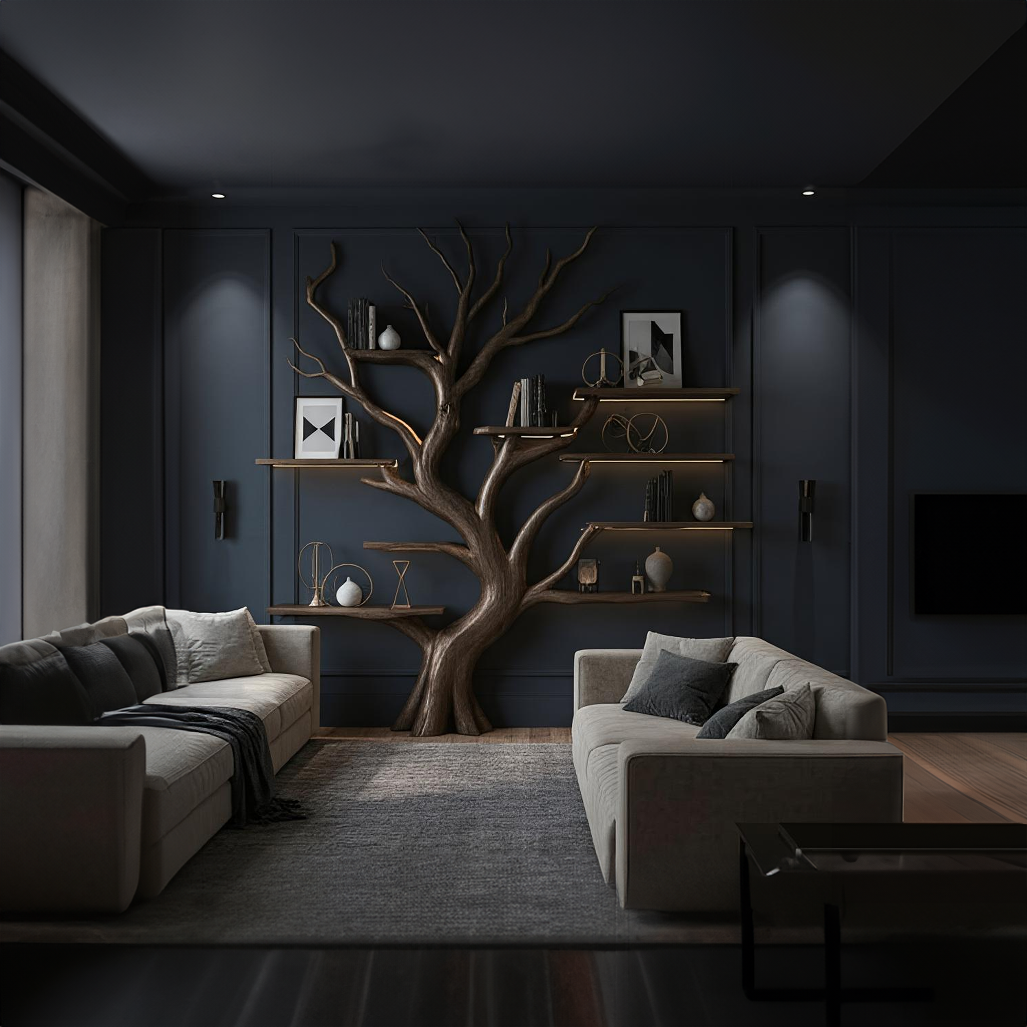 Rustic Tree Inspired Shelf Living Room Reading Nook Decor SINLKITB494