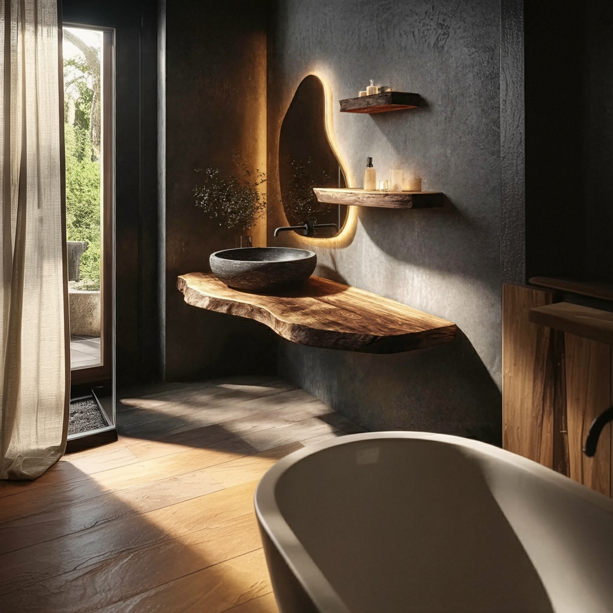 Natural Wood Bathroom Vanity Floating Shelf Countertop Stand SINLKIBRV252