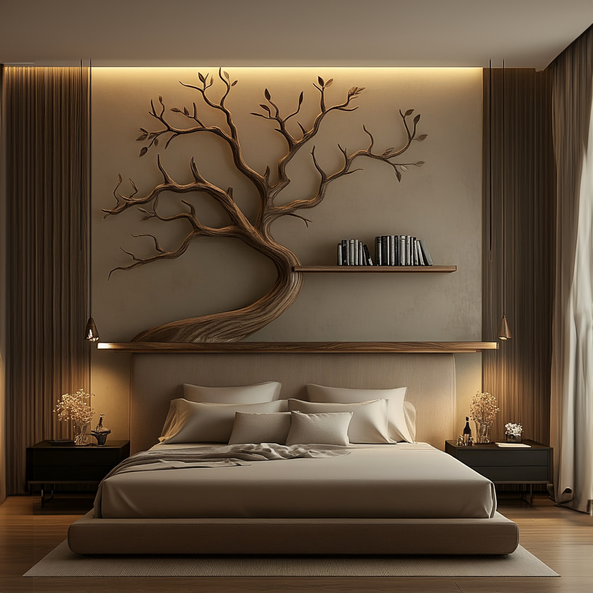 Mid Century Tree Branch Bookshelf Bedroom Wall Decor SINLKITBS097