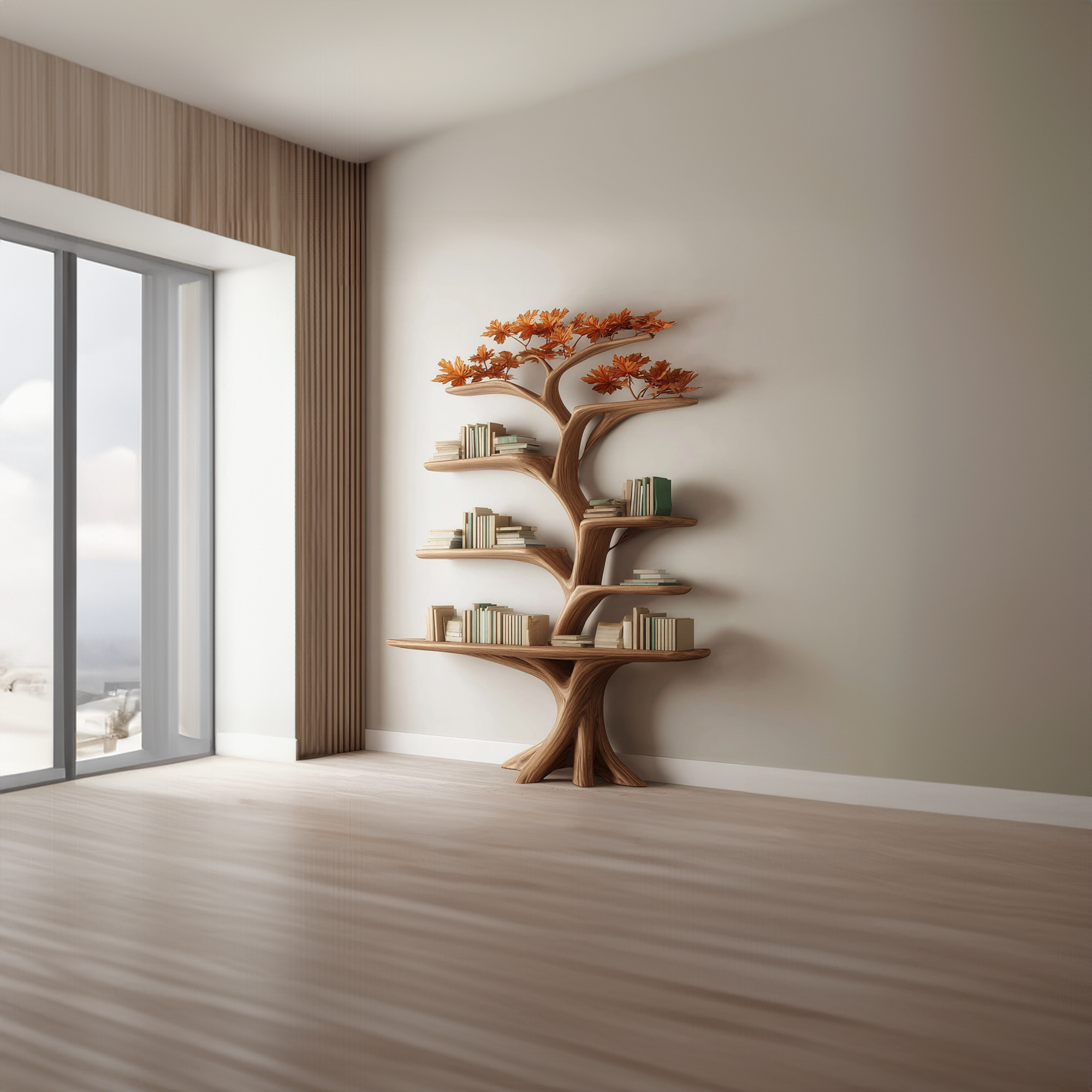 Rustic Tree Shelf Living Room Storage SINLKITB246