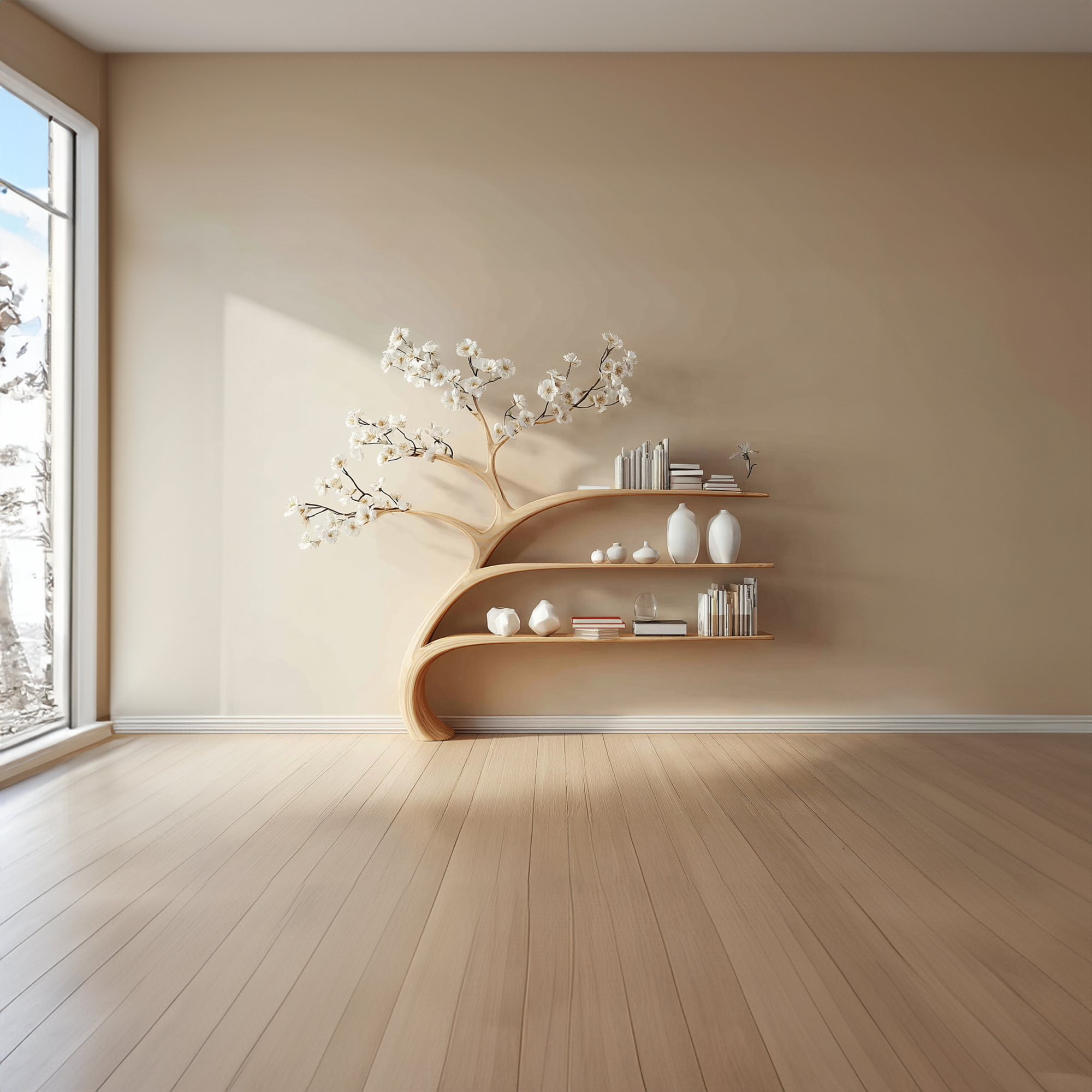 Rustic Tree Bookshelf Home Office Bedroom SINLKITB269