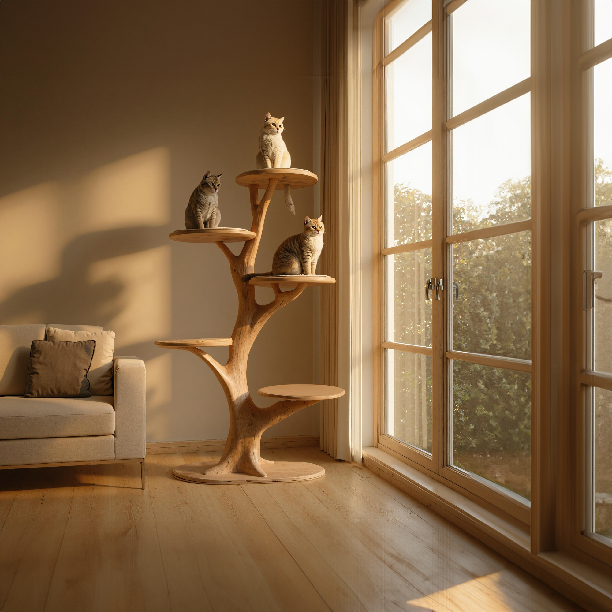 Rustic Cat Tree Stand Living Room Pet Furniture SINLKITT047