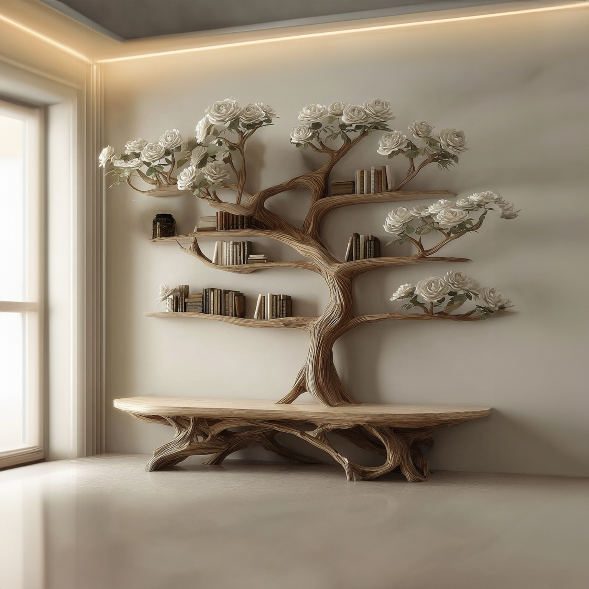 Rustic Artistic Tree Shelf Study Room SINLKITB242