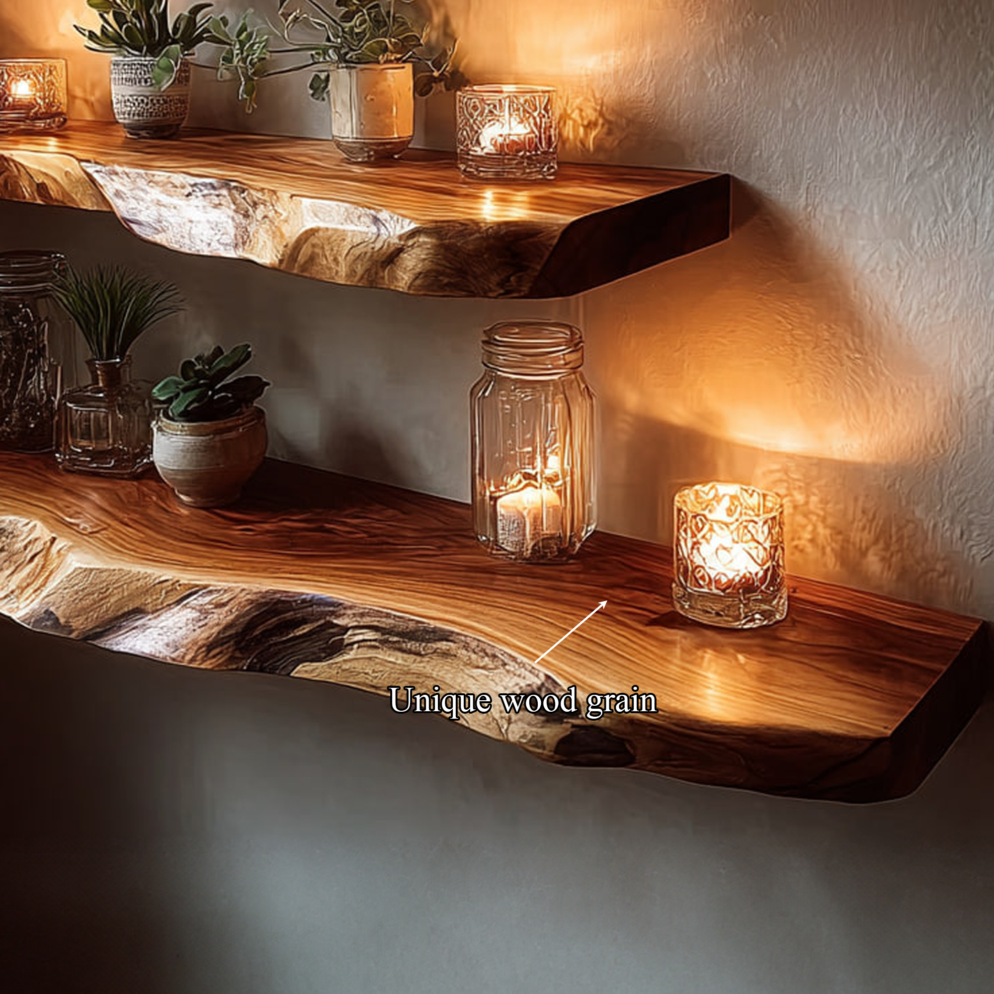 Rustic Floating Shelf Candle Display Bedroom Accent SINLKIFL166