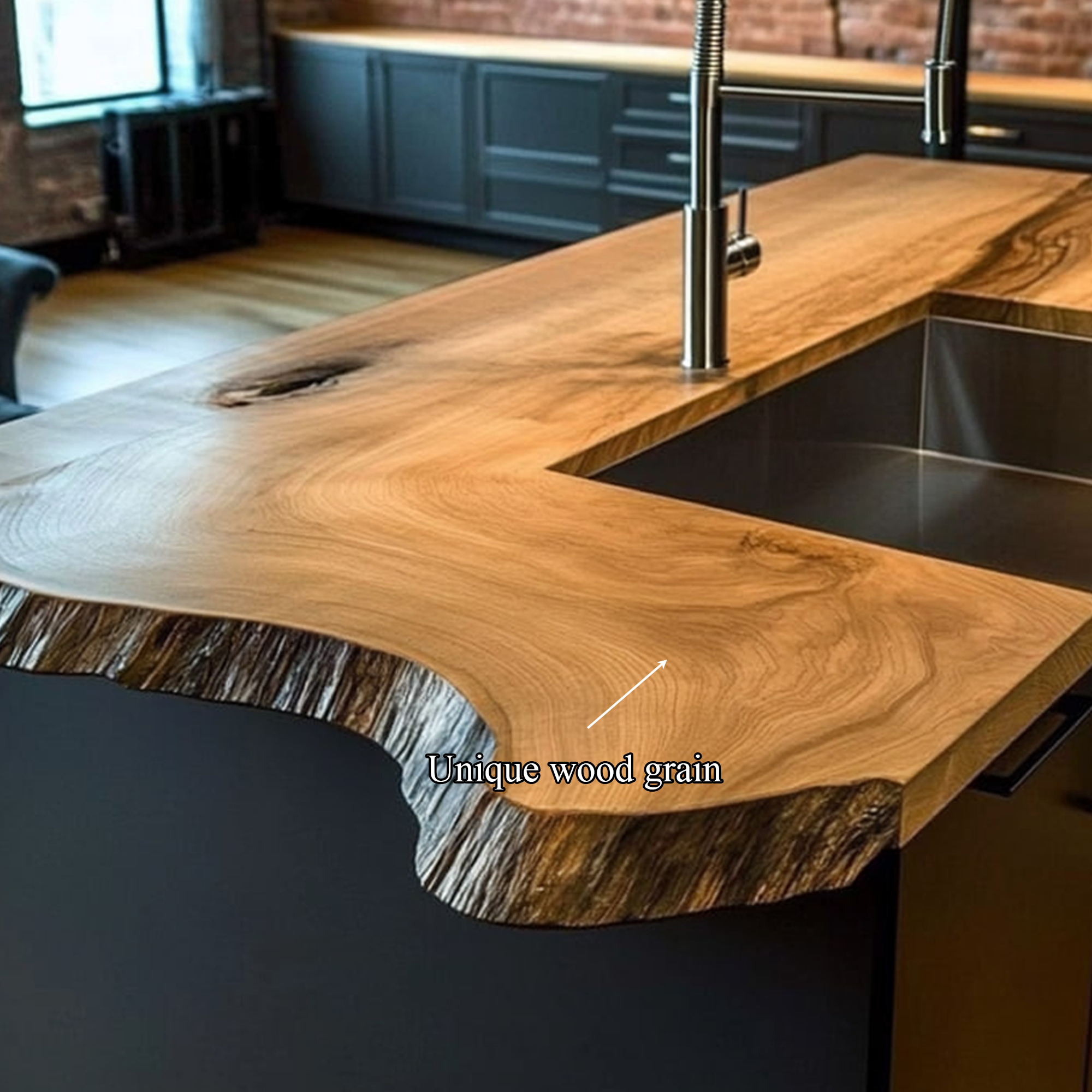 Rustic Industrial Luxury Live Edge Kitchen Island Kitchen Or Loft Interior SINLKIKI121