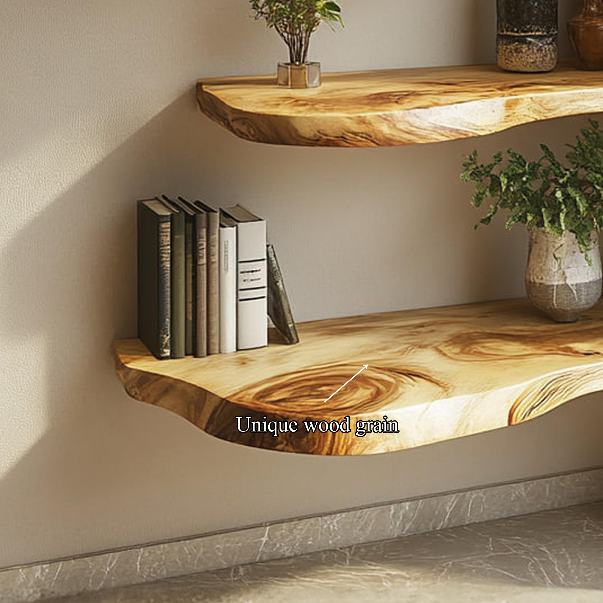 Rustic Live Edge Display Shelf Living Room Or Dining Room SINLKIFL259