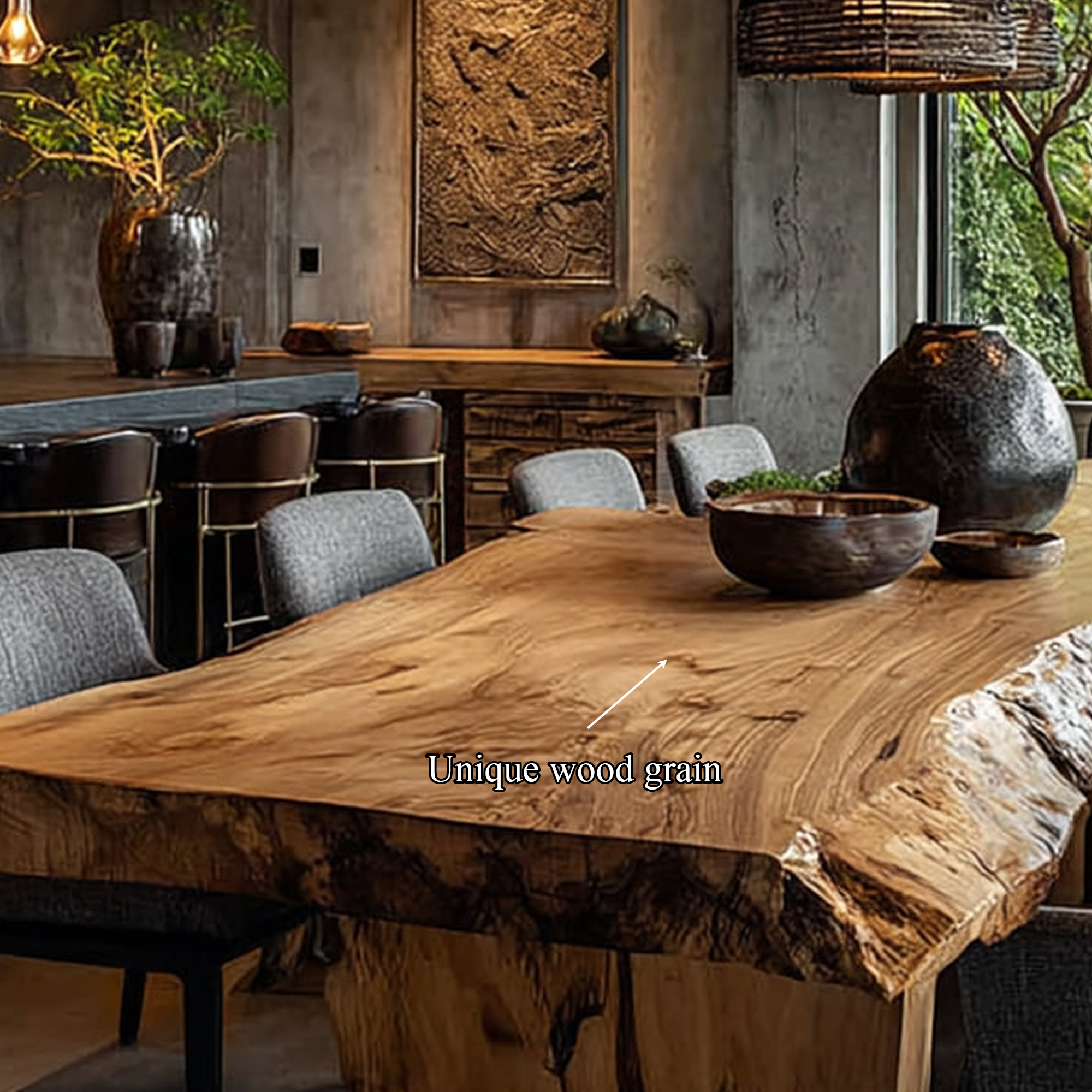 Mid Century Live Edge Table Dining Room SINLKIDT081