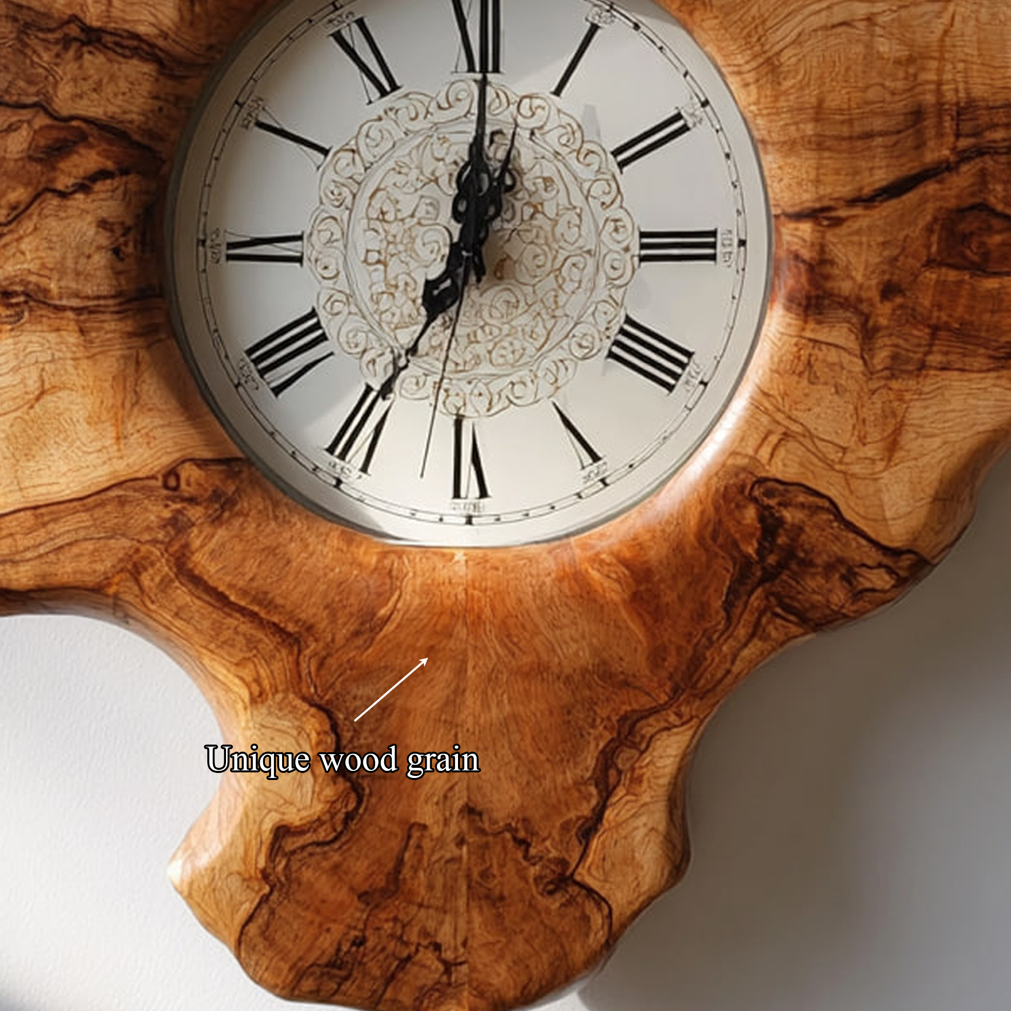 Rustic Organic Sculpted Wood Wall Clock Kitchen Or Entryway Decor SINLKICK006