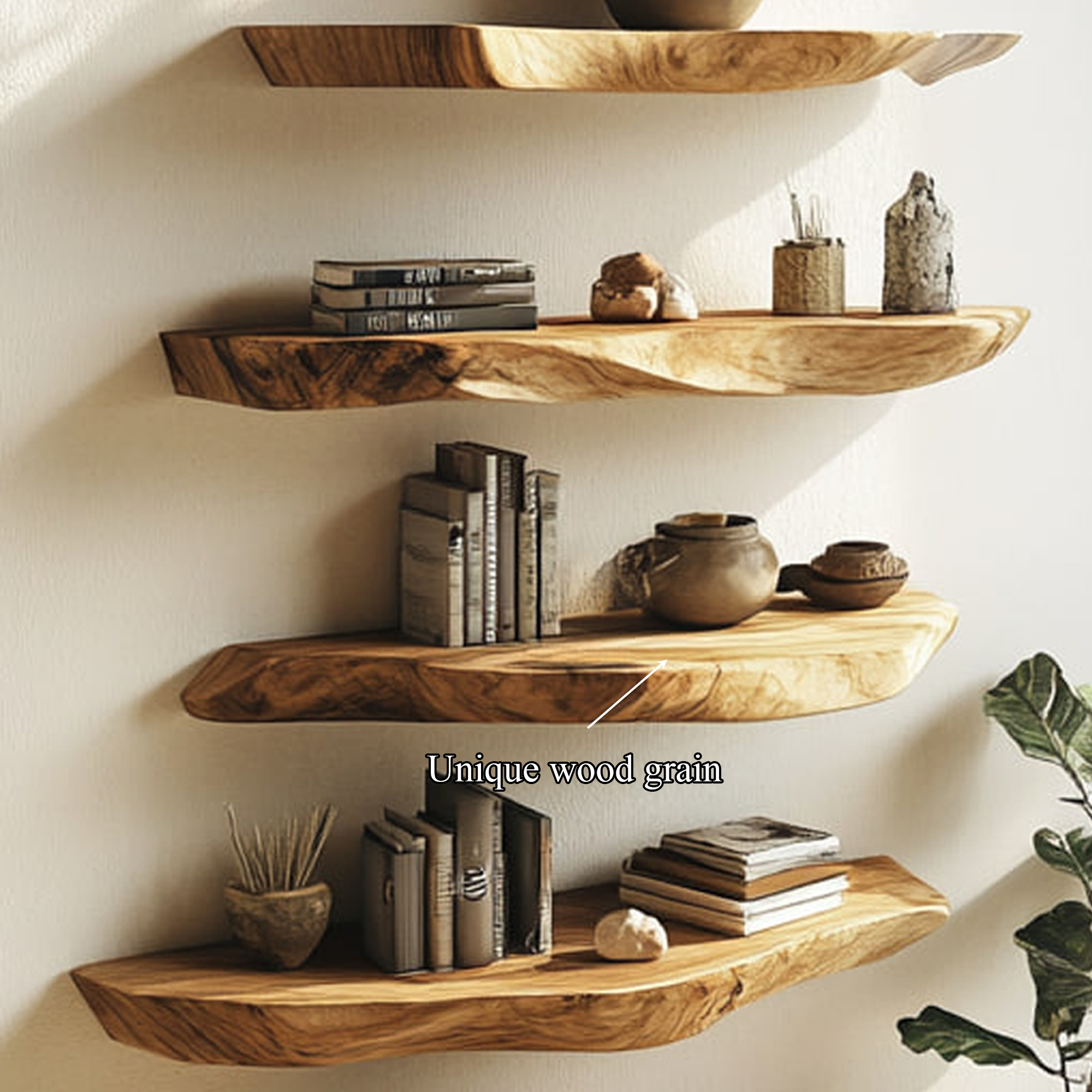 Rustic Live Edge Wall Mounted Shelf Living Room Or Kitchen SINLKIFL260