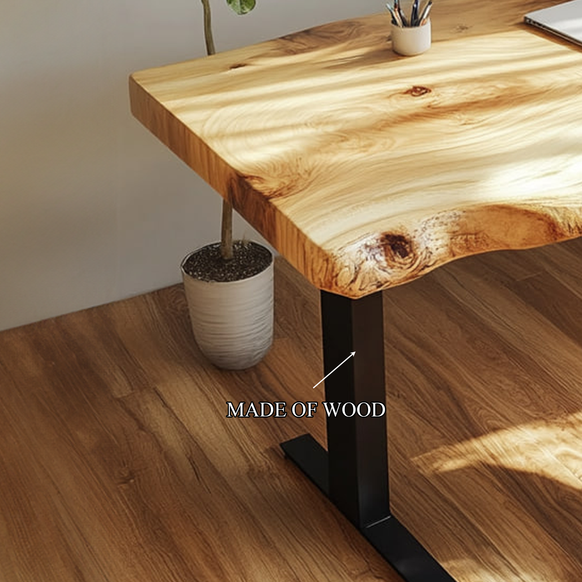 Rustic Live Edge Wooden Work Desk Modern Home Office SINLKIDK014