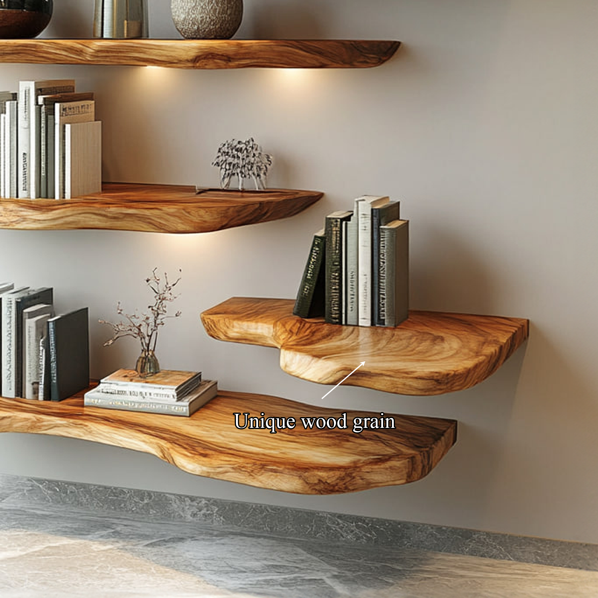 Rustic Live Edge Wall Shelf Living Room Or Bedroom SINLKIFL261