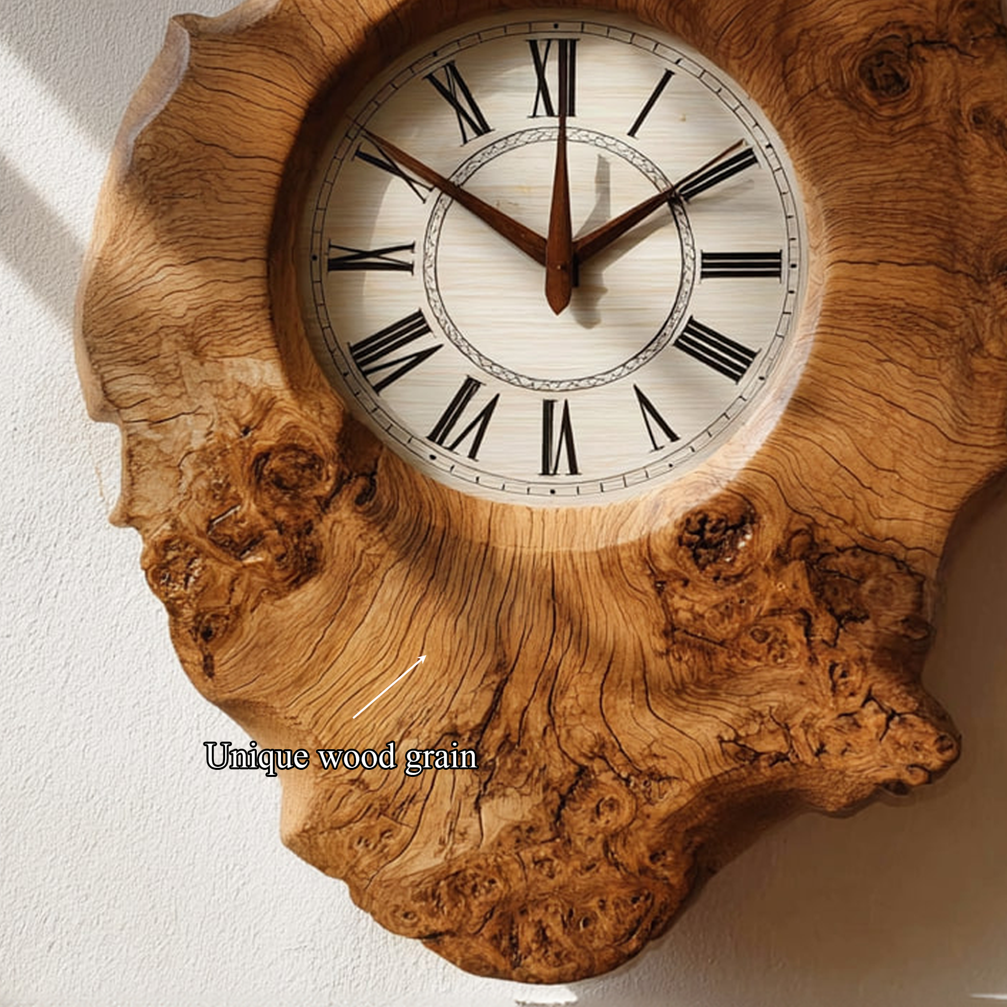 Handcrafted Organic Wood Wall Clock Kitchen Or Dining Room SINLKICK001