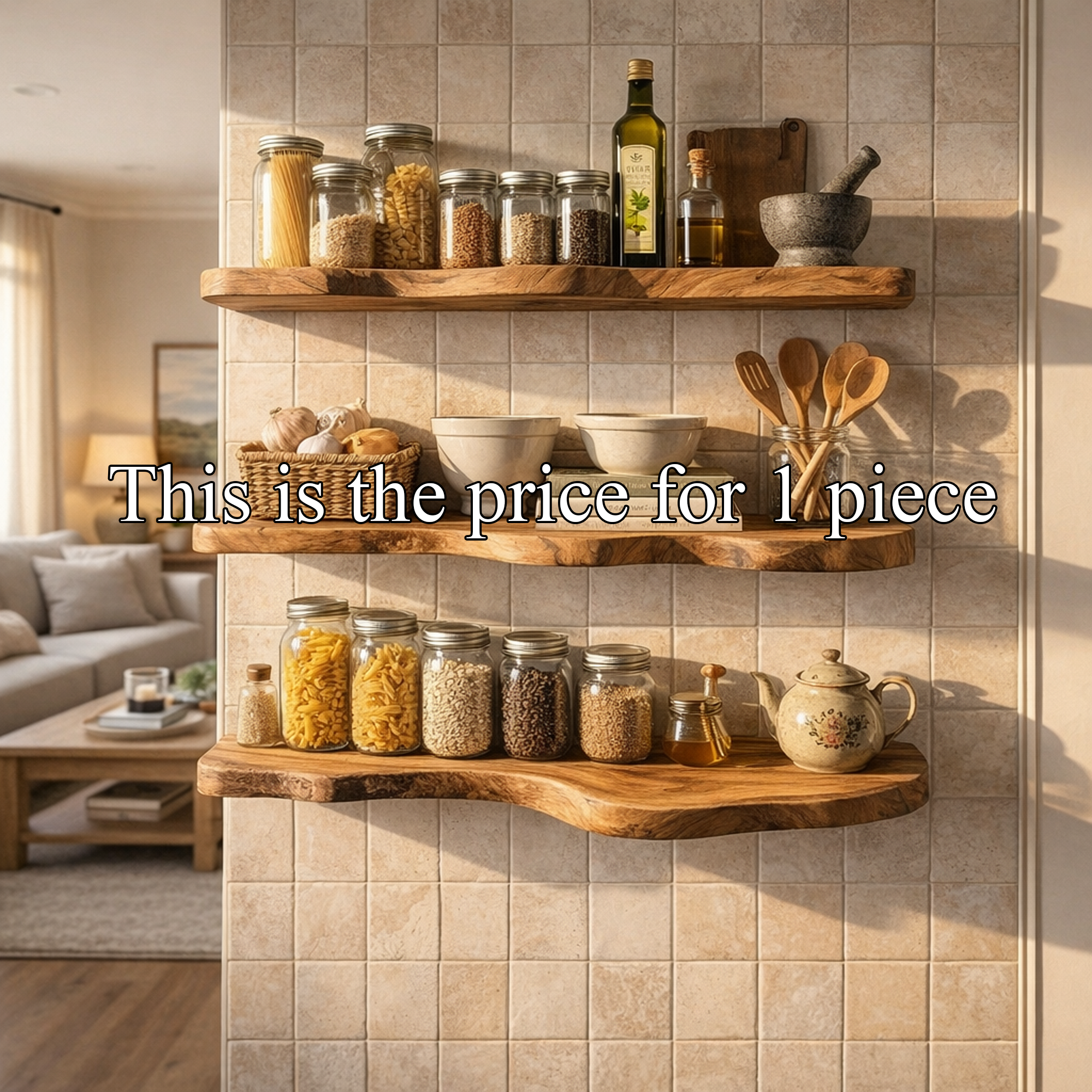 Modern Live Edge Floating Wall Shelves Natural Wood Organic Display SINLKIFL485