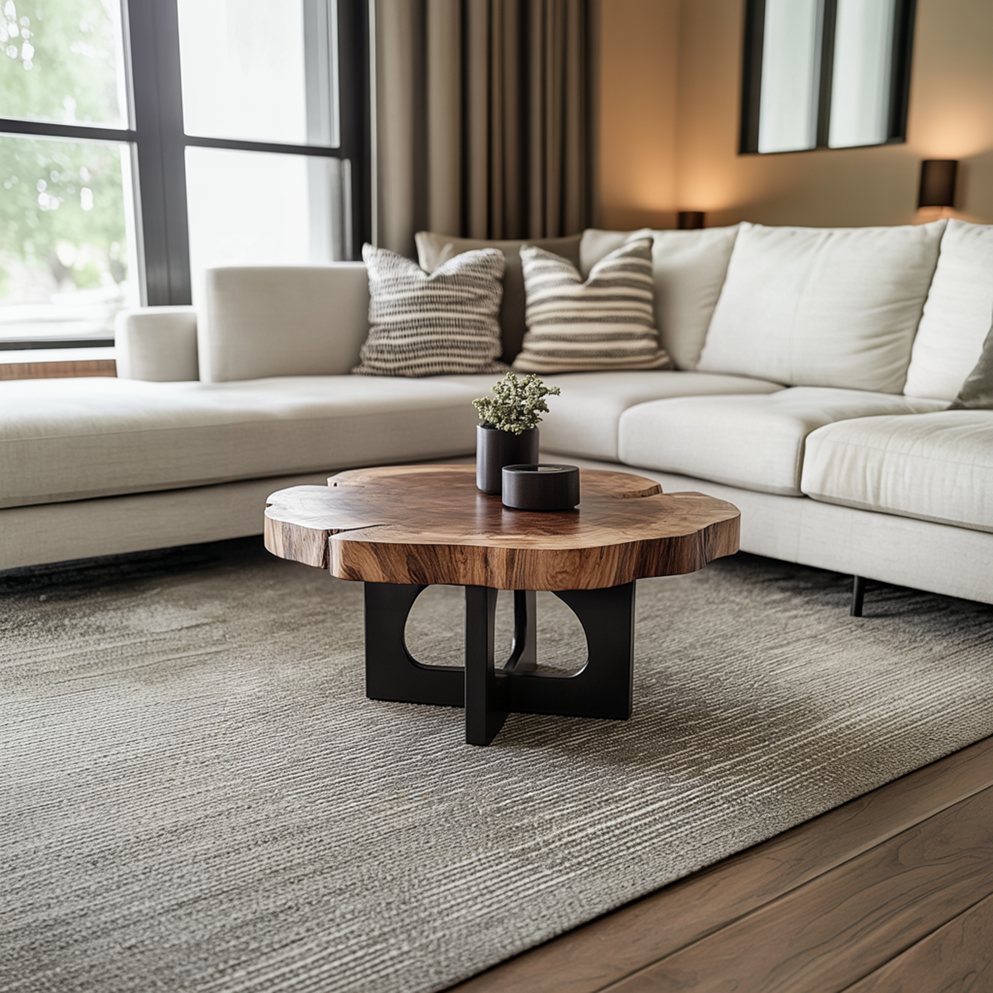 Natural Live Edge Coffee Table Living Room Interior SINLKICF261