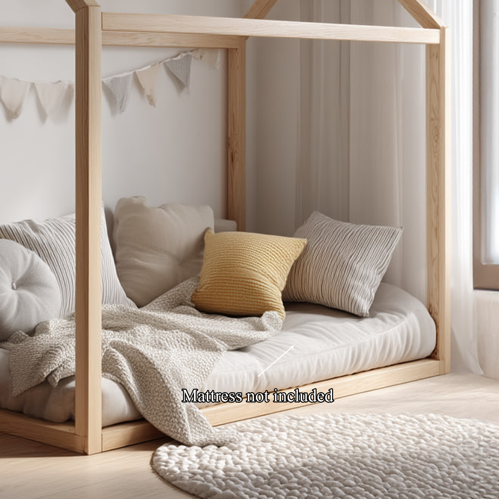 Scandinavian Kids House Bed Modern Nursery Bedroom SINLKIWB58