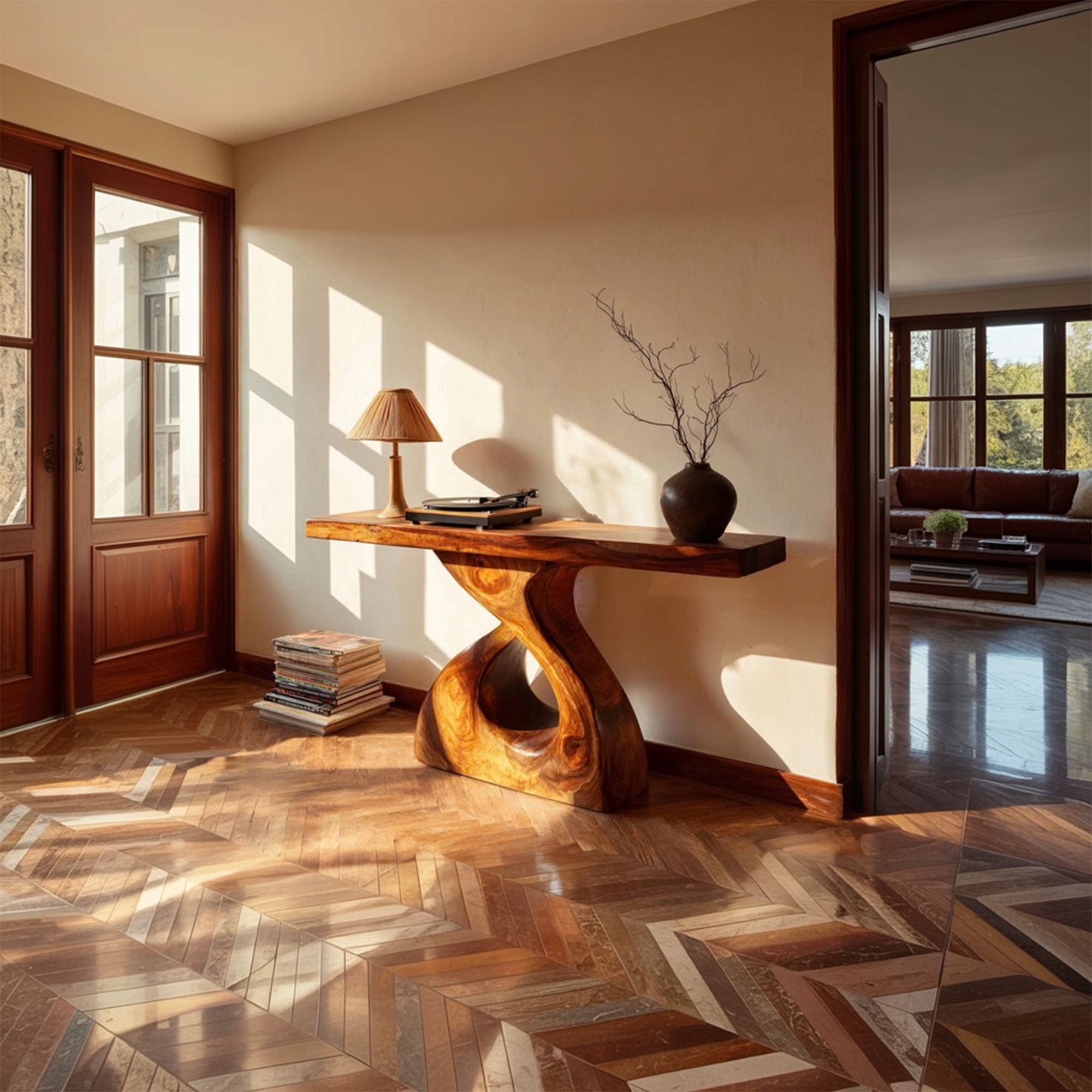 Rustic Console Table Natural Edge Wood Root Entryway SINLKICS412