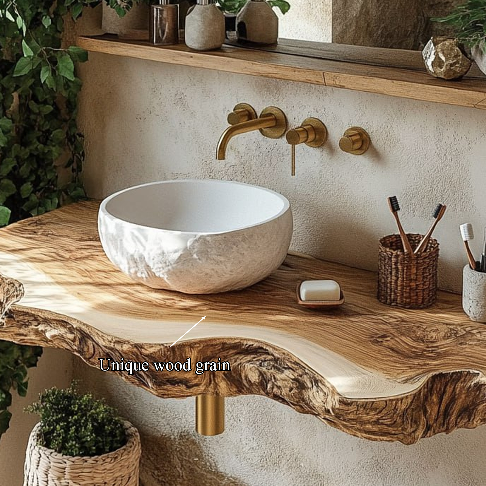Midcentury Stone Basin Vanity Bathroom SINLBRV109