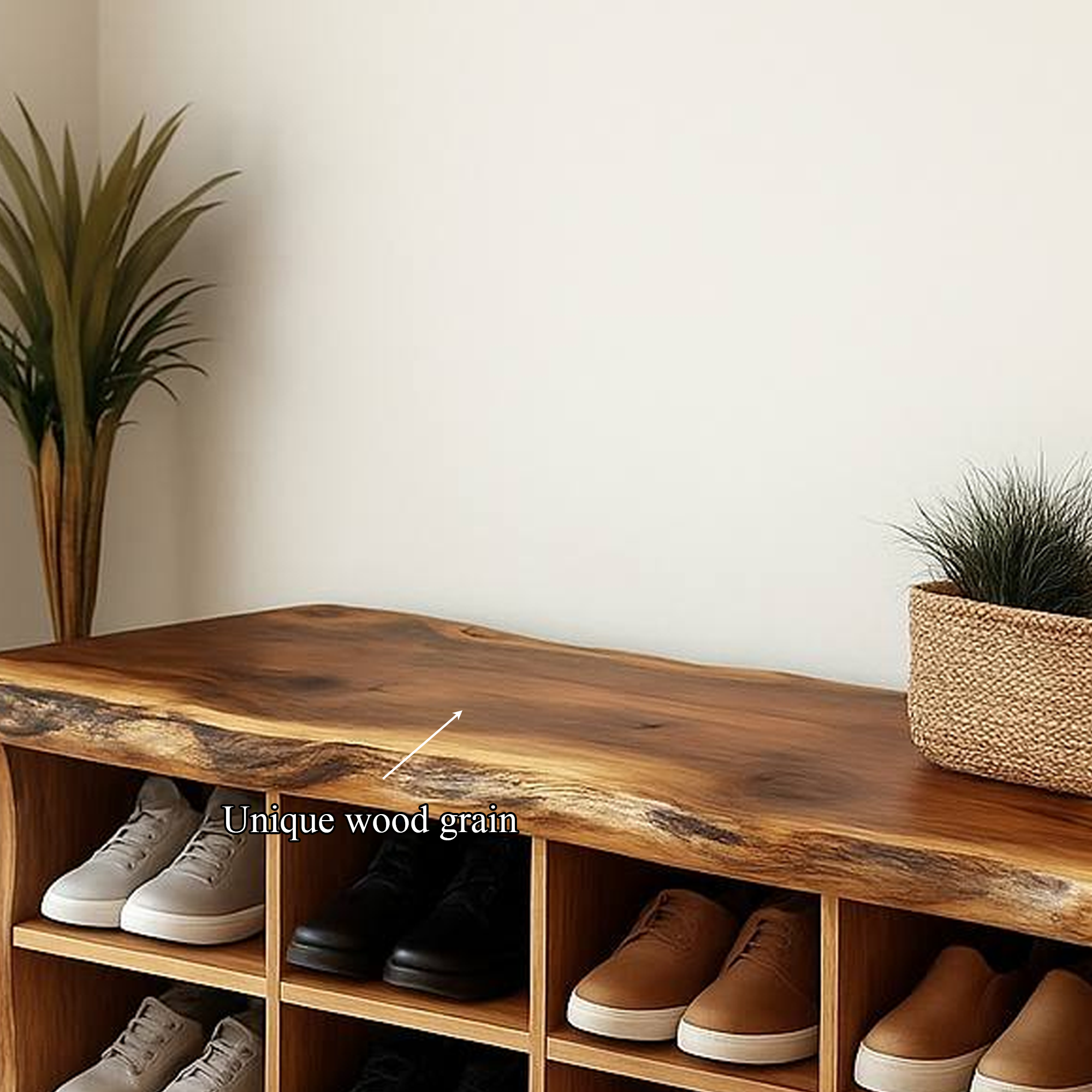 Rustic Shoe Storage Bench Entryway SINLSB047