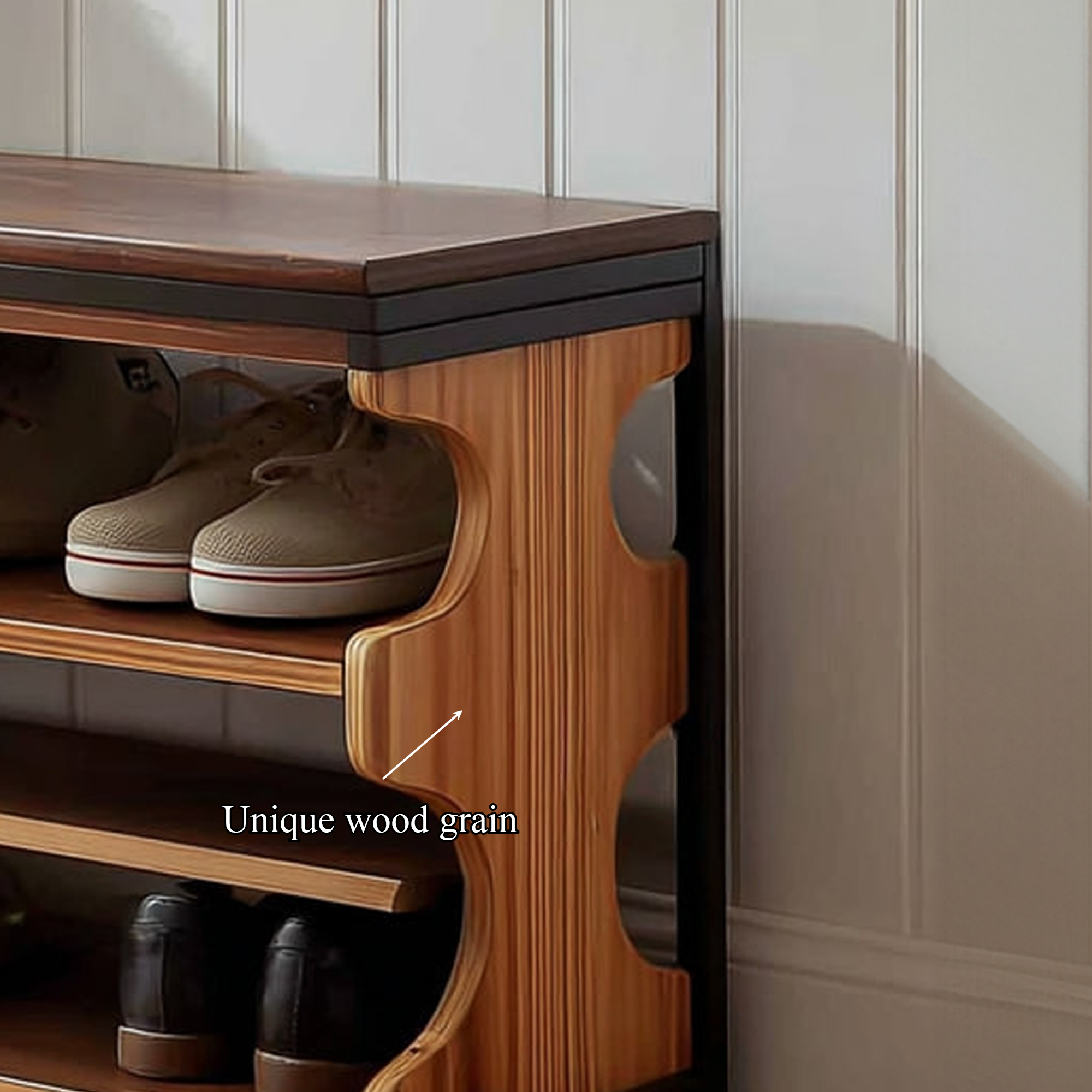 Midcentury Shoe Organizer Bench Entryway SINLKISB043