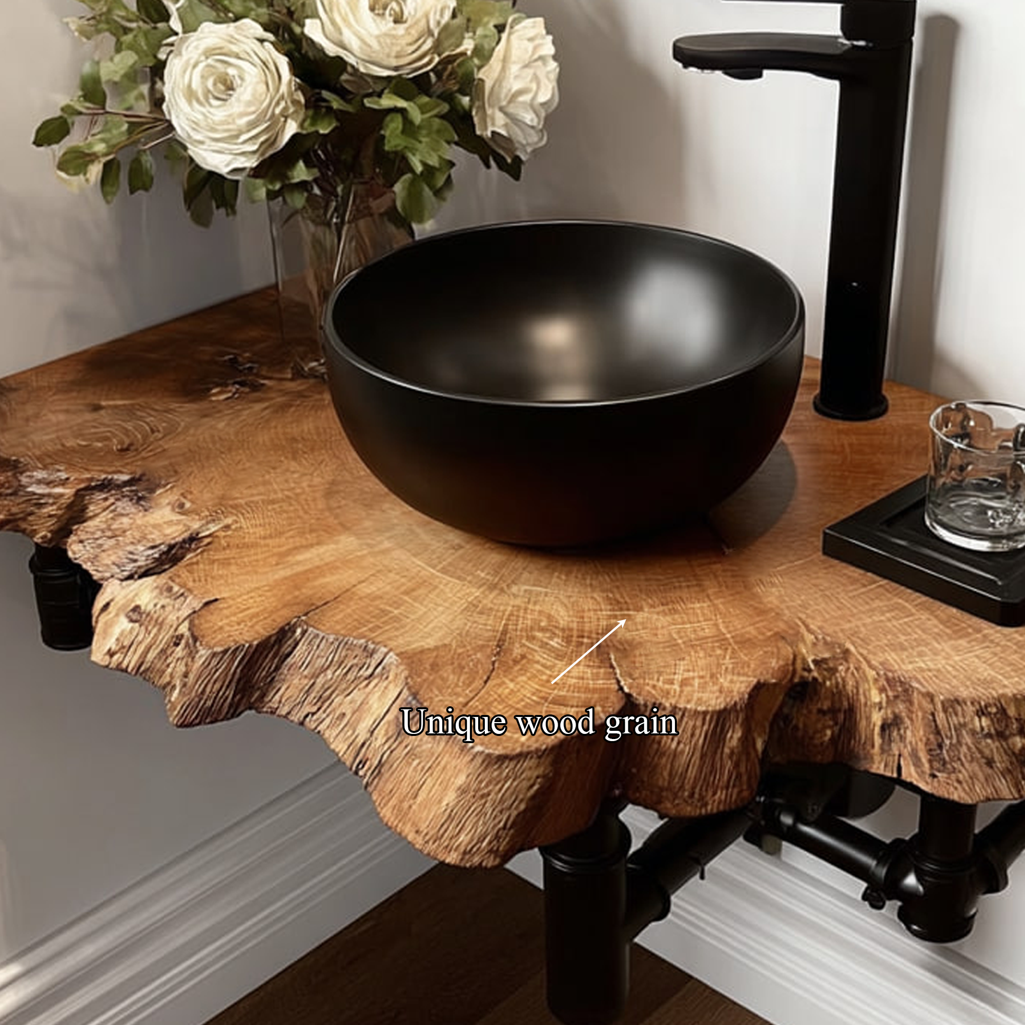 Midcentury Floating Shelf Narrow Powder Room SINLKIBRV150