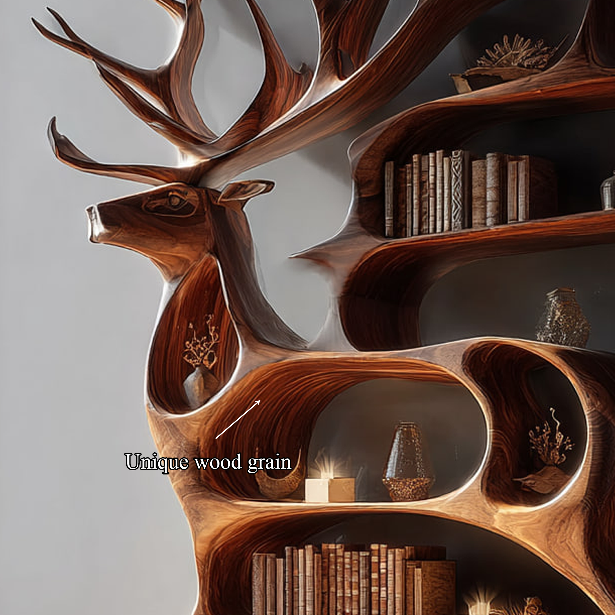 Rustic Deer Wall Shelf Artistic Bookshelf Living Room SINLKISC129
