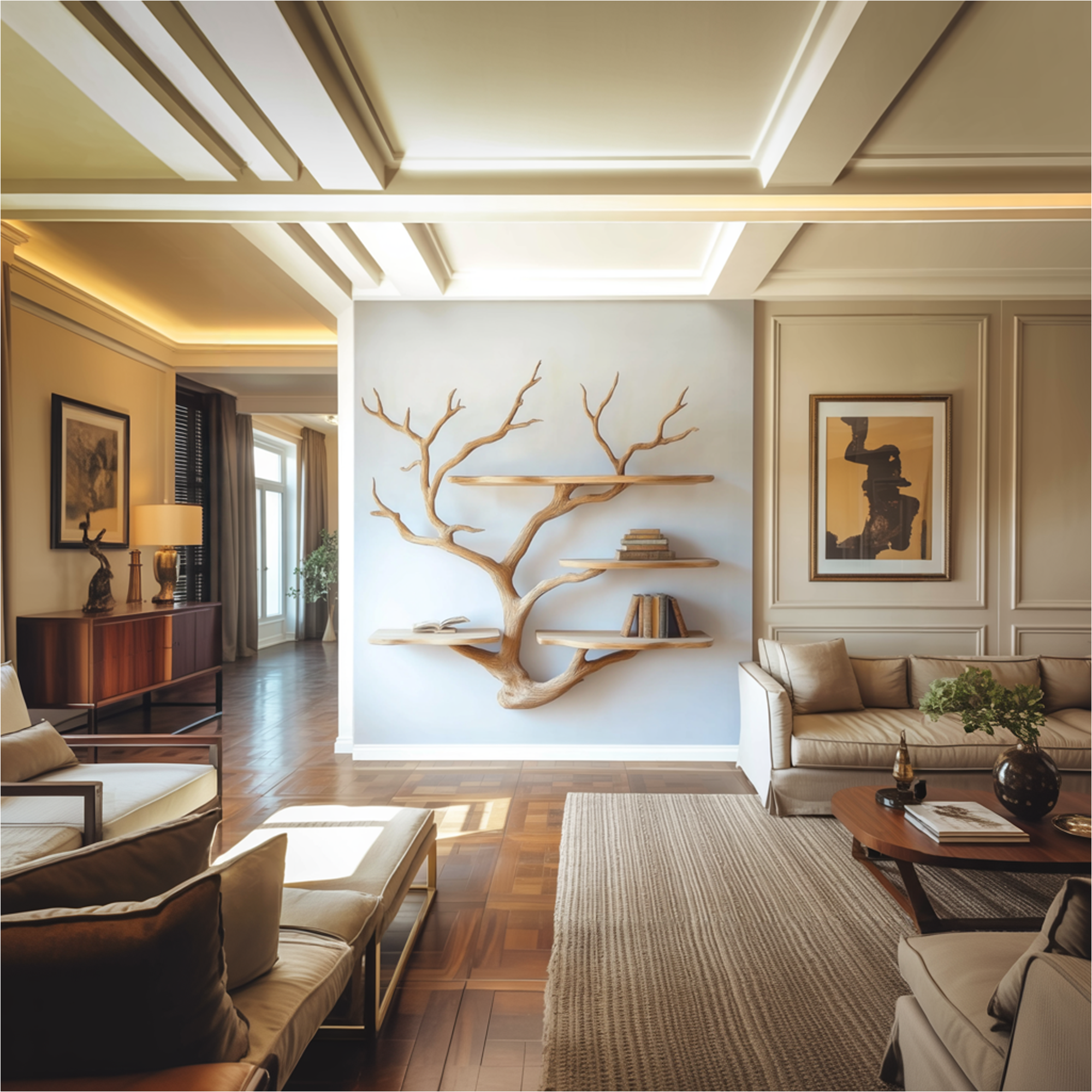 Sculptural Tree Wall Shelf Living Room And Studio SINLKITBS105