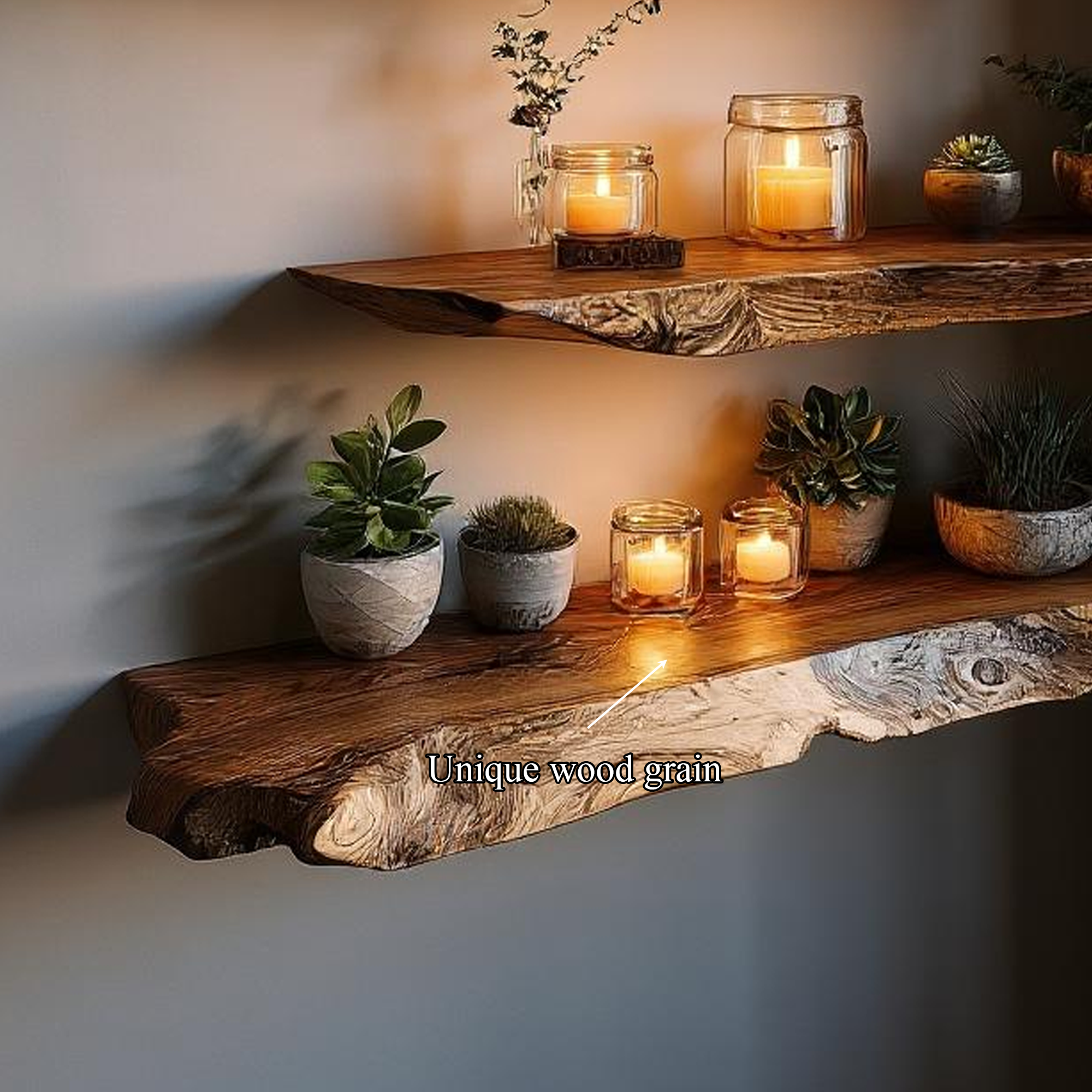 Rustic Live Edge Floating Shelf Living Room SINLKIFL180