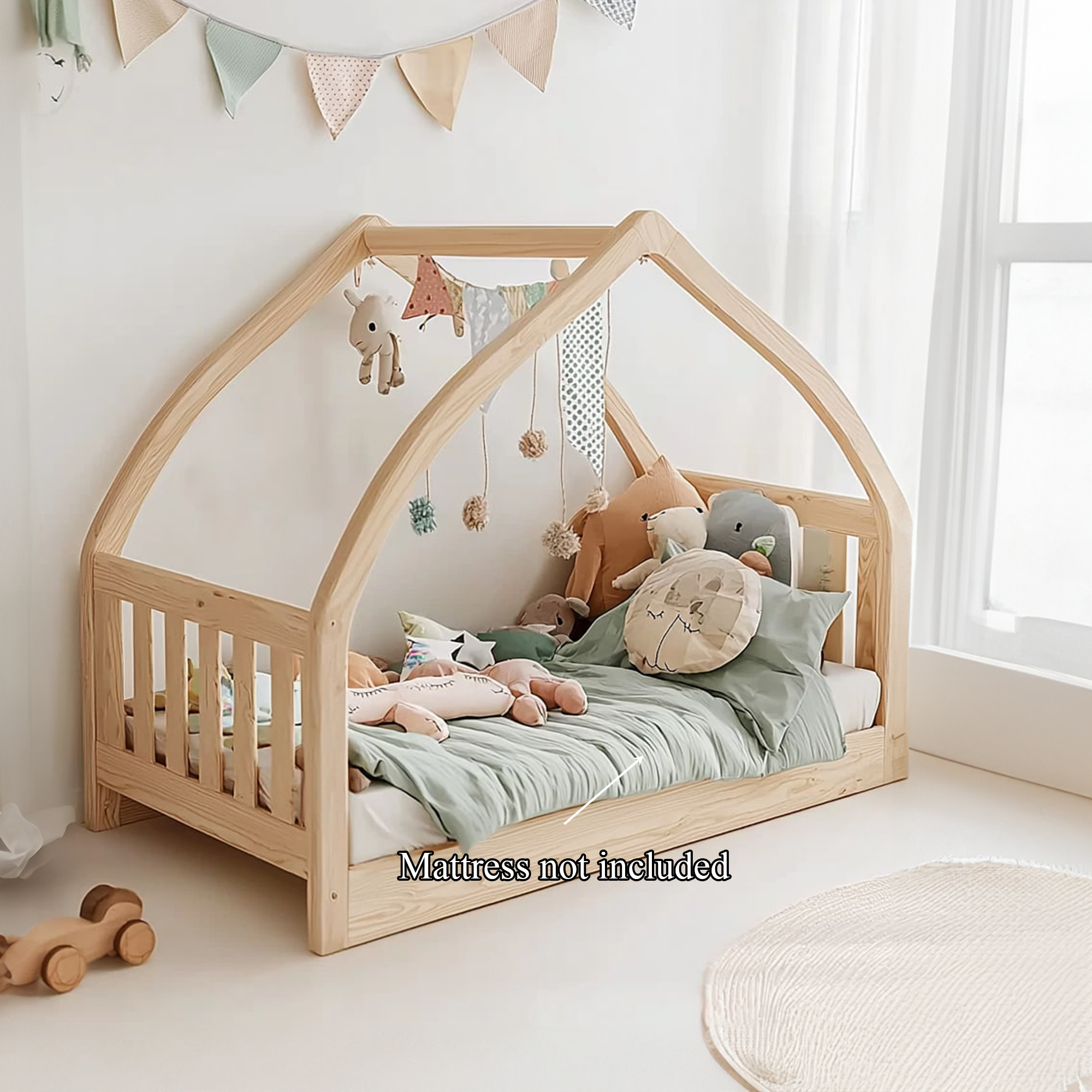 Rustic Montessori Kids Bed Toddler Room Bedroom SINLKIWB56