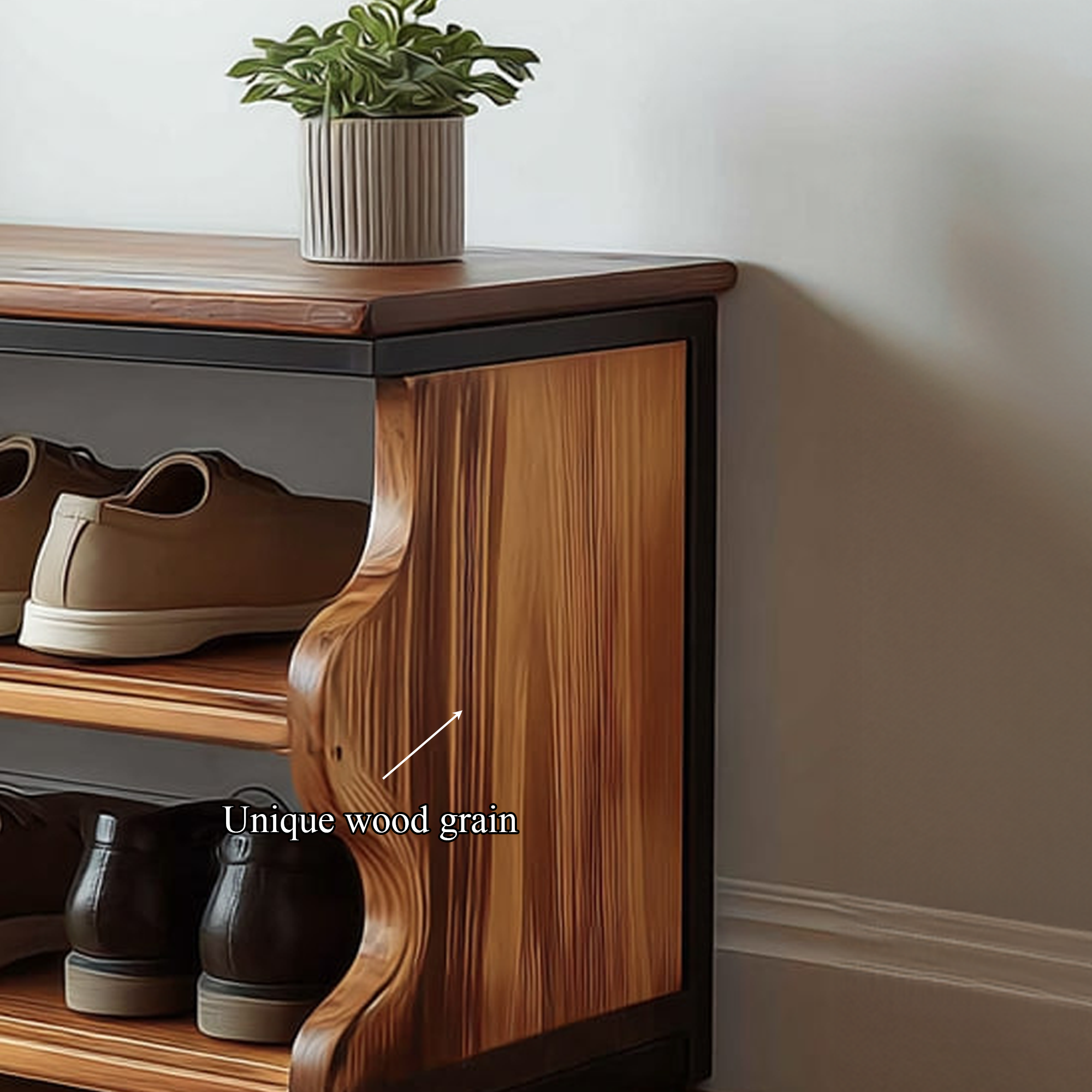 Midcentury Shoe Rack Bench Farmhouse Entryway SINLKISB044